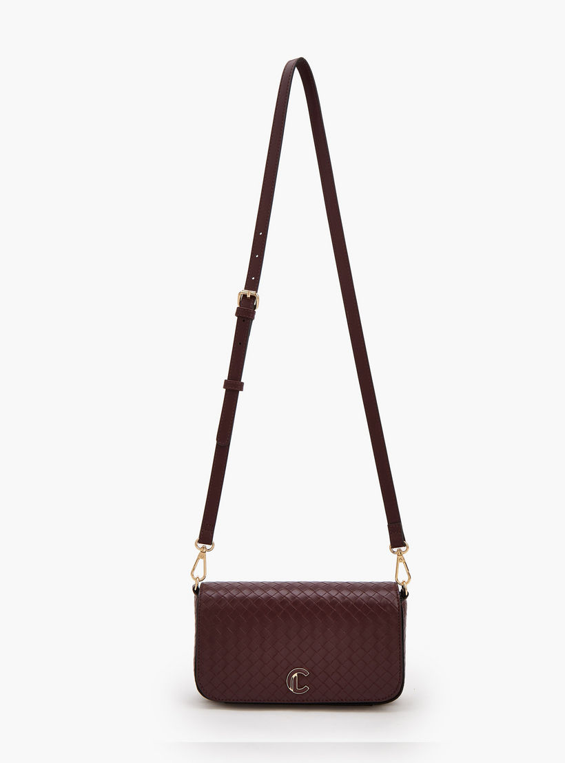 Le Confort Woven Textured Crossbody Bag with Button Closure-women-bagsandwallets-handbags-image-2