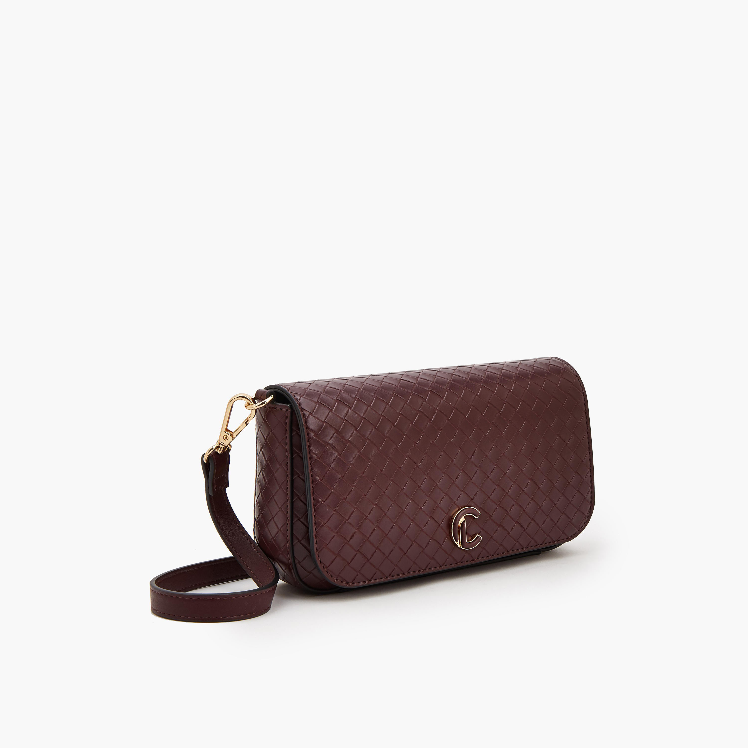 Le Confort Woven Textured Crossbody Bag with Button Closure-women-bagsandwallets-handbags-image-3