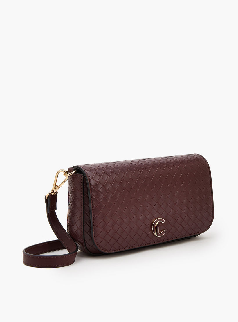 Le Confort Woven Textured Crossbody Bag with Button Closure-women-bagsandwallets-handbags-image-3