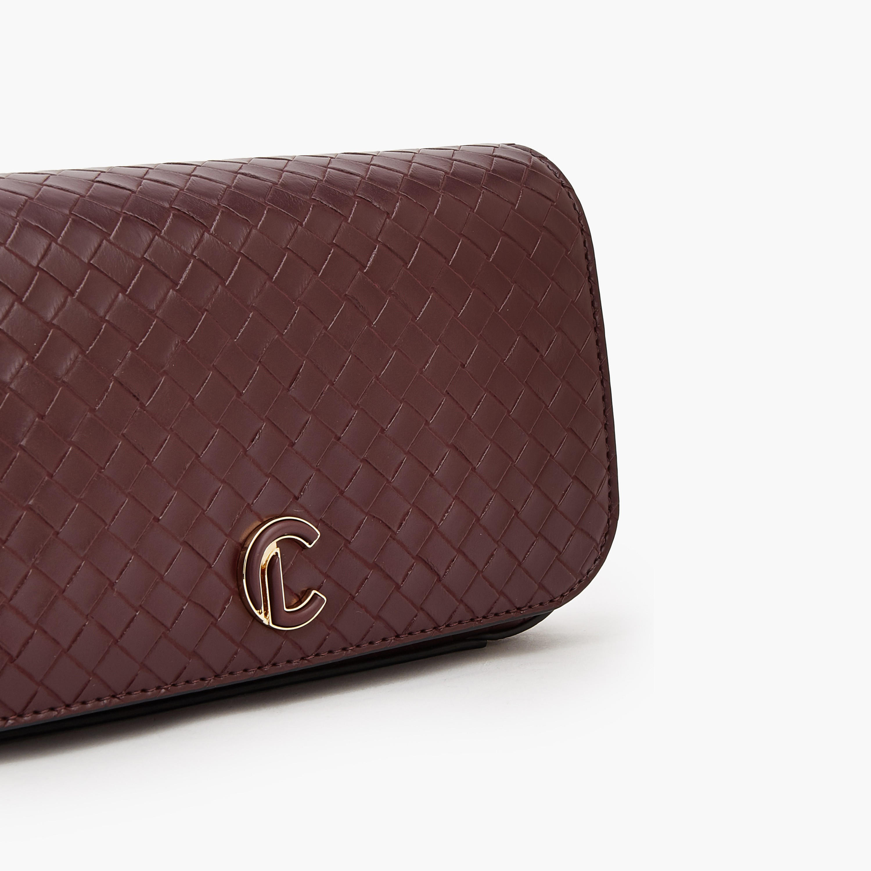 Le Confort Woven Textured Crossbody Bag with Button Closure-women-bagsandwallets-handbags-image-4