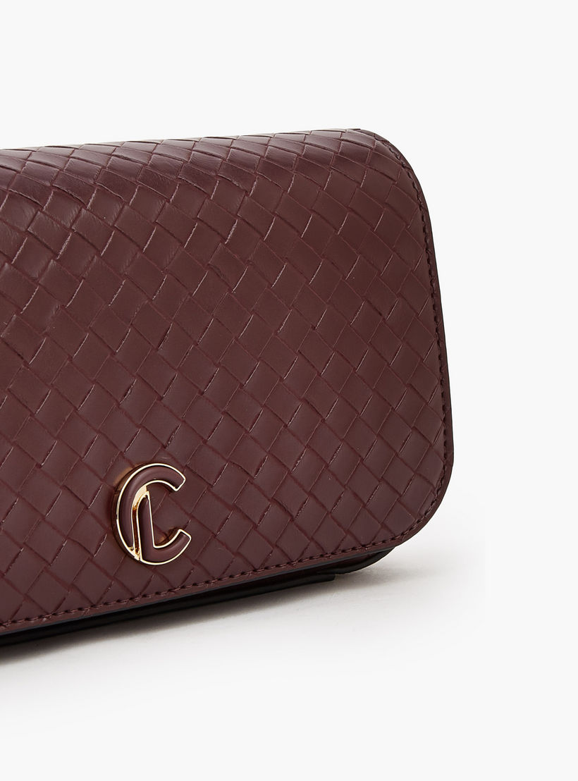 Le Confort Woven Textured Crossbody Bag with Button Closure-women-bagsandwallets-handbags-image-4