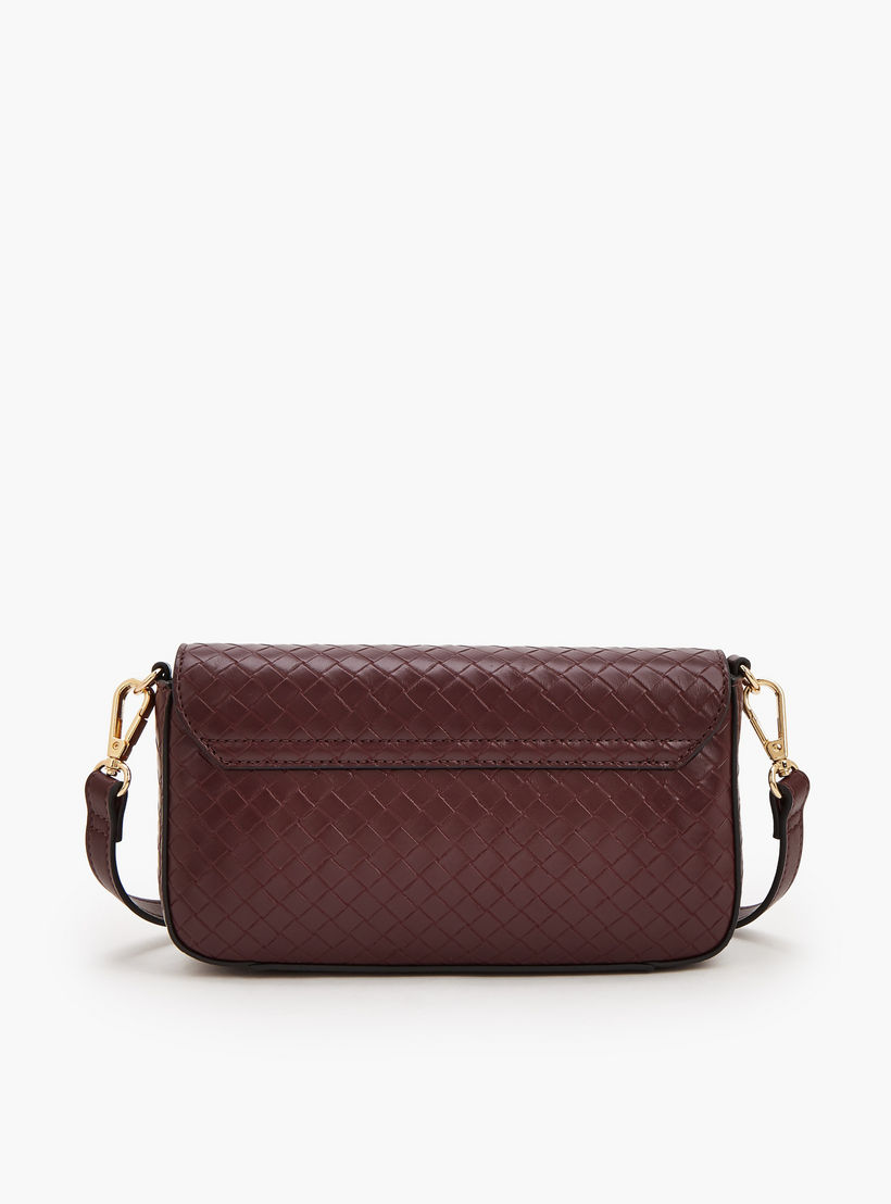 Le Confort Woven Textured Crossbody Bag with Button Closure-women-bagsandwallets-handbags-image-5