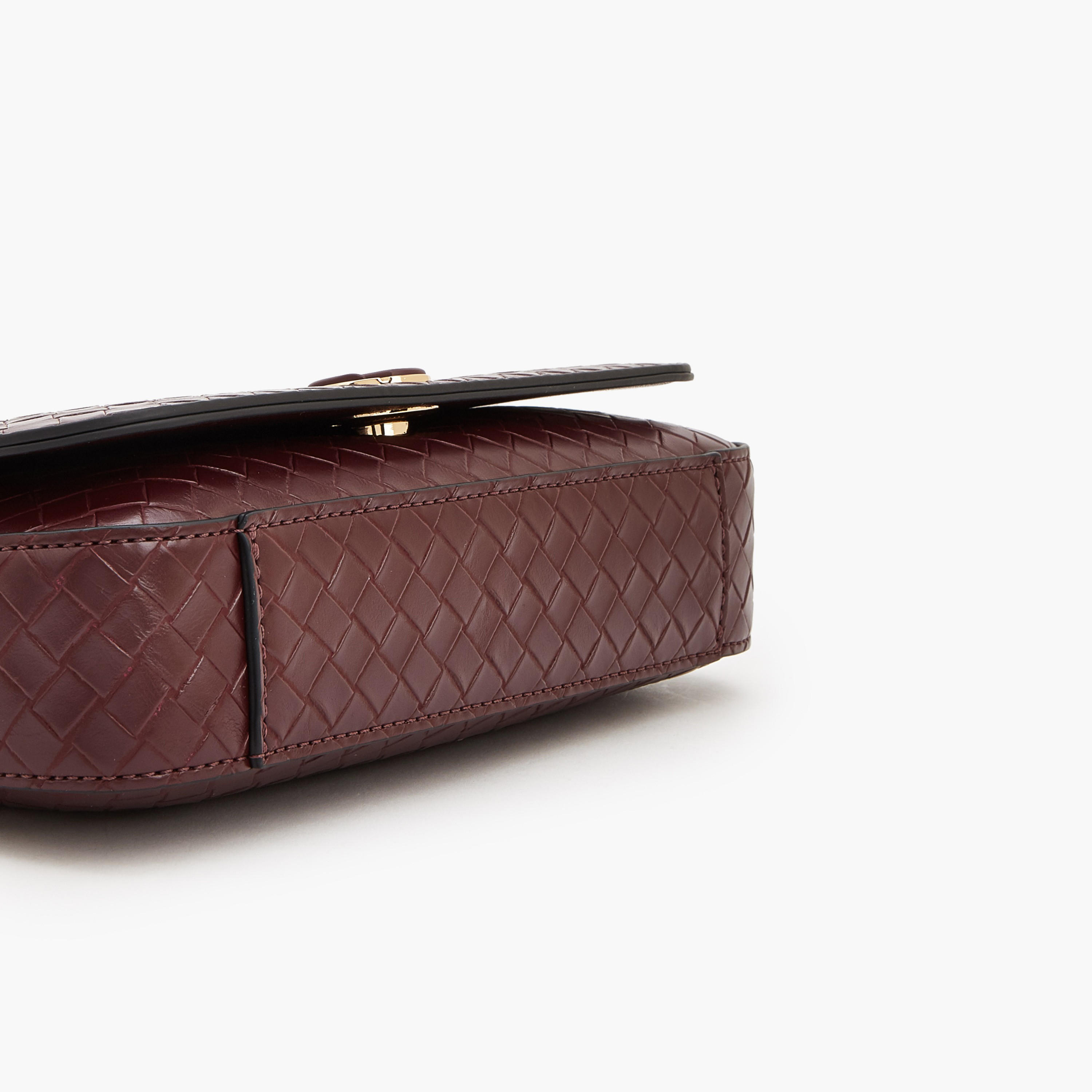 Le Confort Woven Textured Crossbody Bag with Button Closure-women-bagsandwallets-handbags-image-6