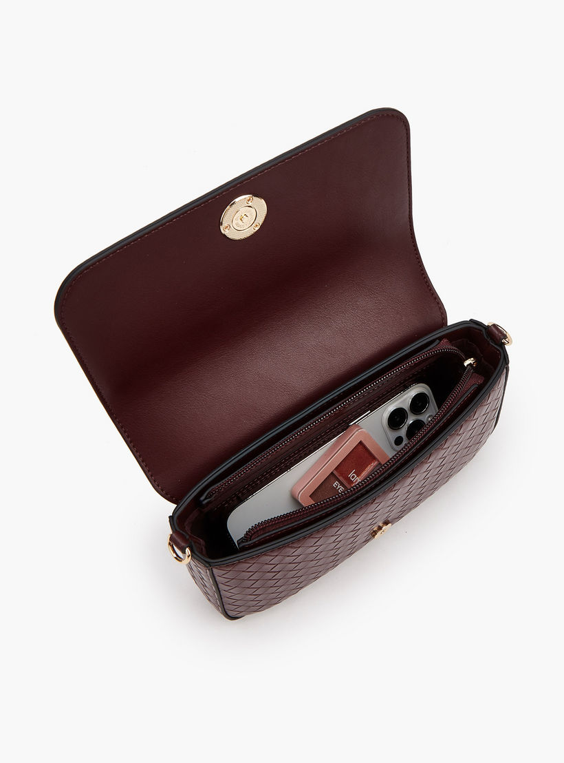 Le Confort Woven Textured Crossbody Bag with Button Closure-women-bagsandwallets-handbags-image-7