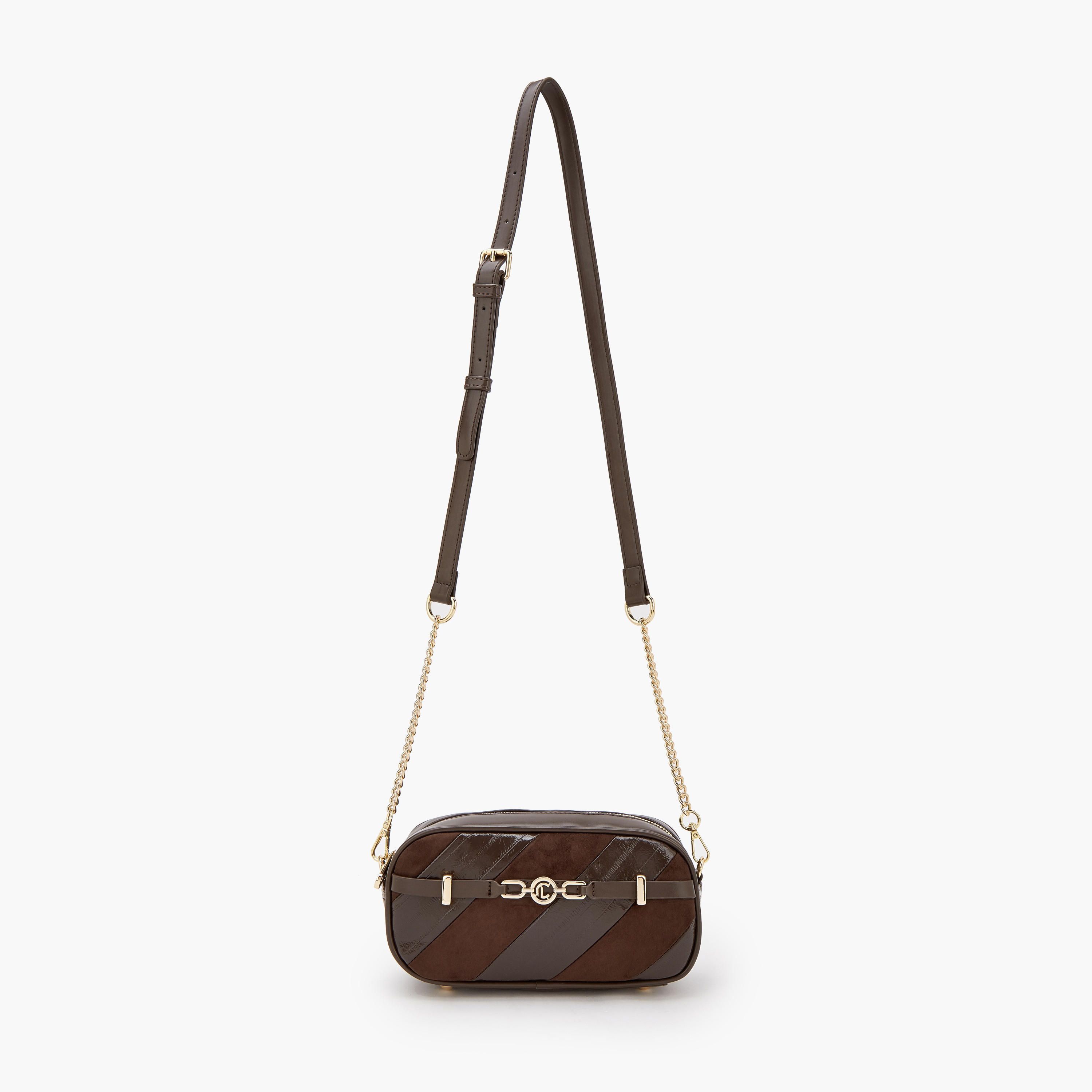 Le Confort Striped Crossbody Bag with Zip Closure-women-bagsandwallets-handbags-image-2