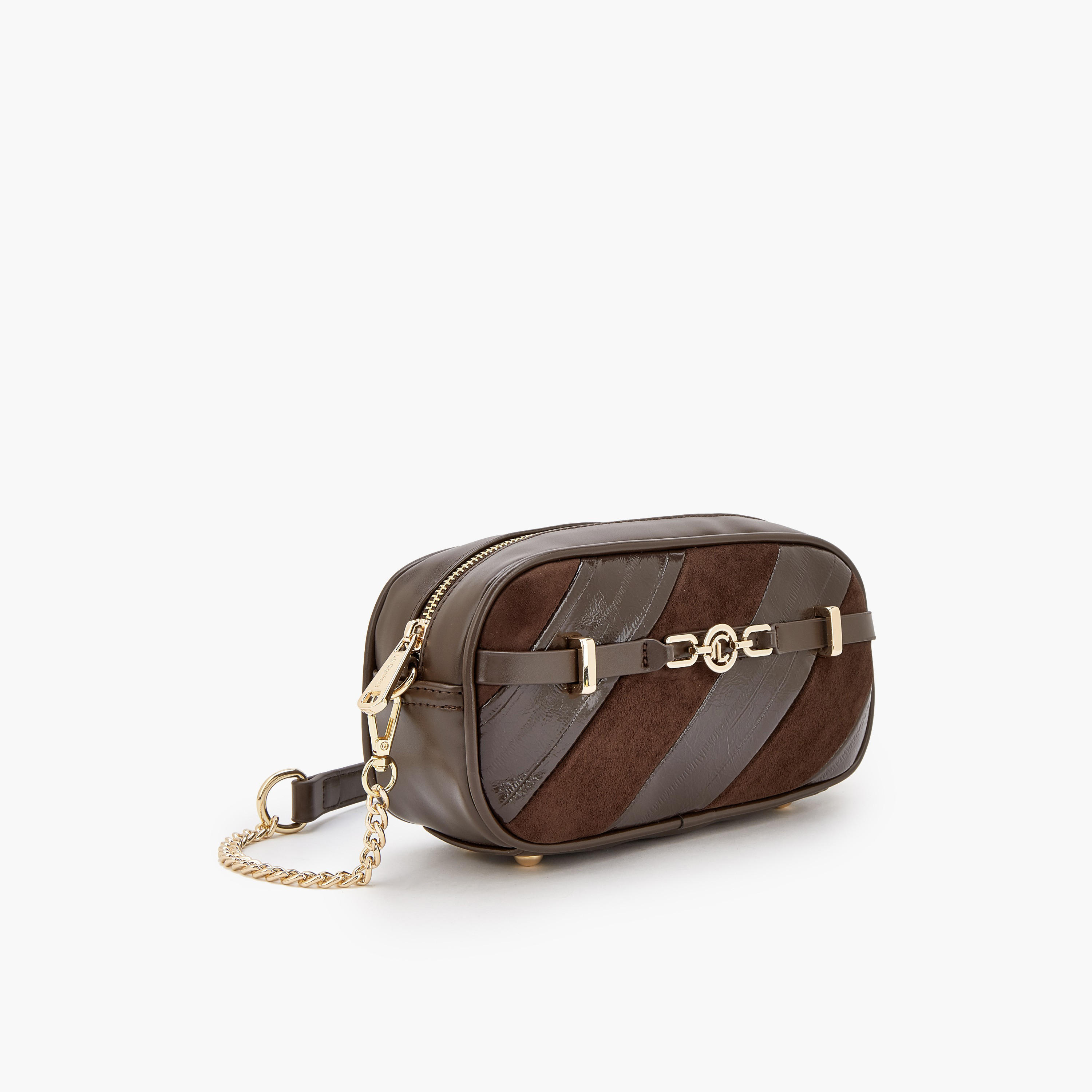 Le Confort Striped Crossbody Bag with Zip Closure-women-bagsandwallets-handbags-image-3