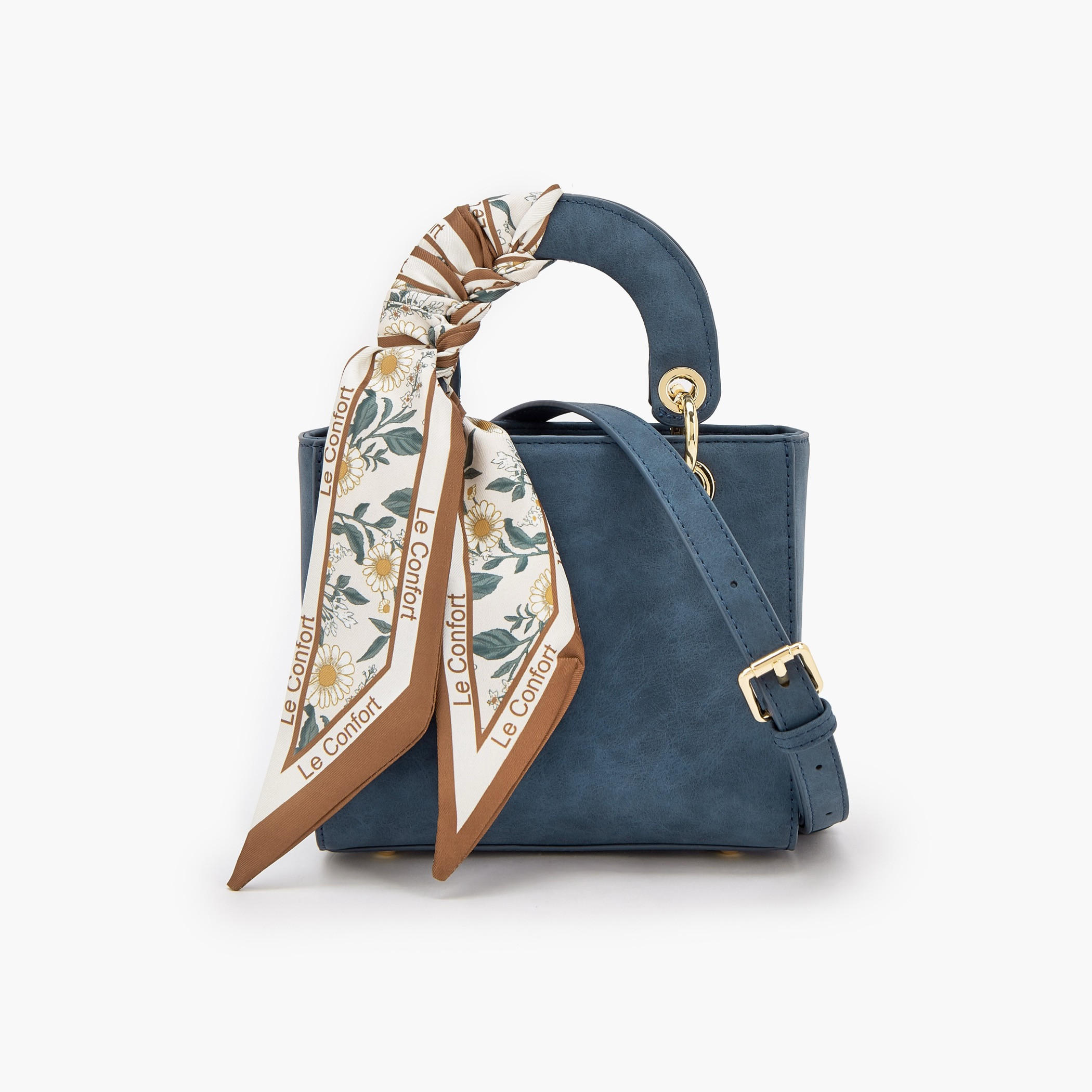 Le Confort Textured Mini Tote Bag with Scarf Accent-women-bagsandwallets-handbags-image-1