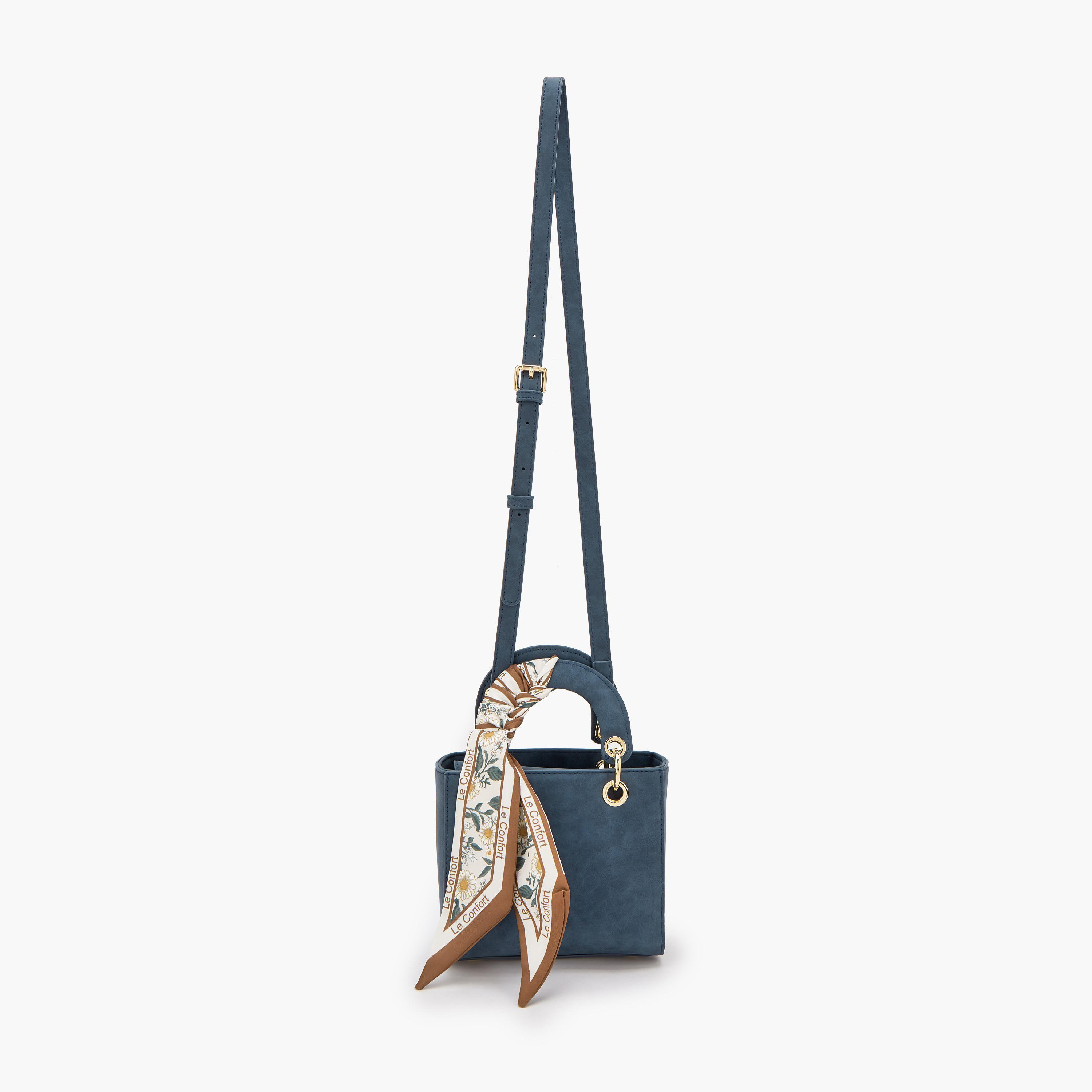 Le Confort Textured Mini Tote Bag with Scarf Accent-women-bagsandwallets-handbags-image-2