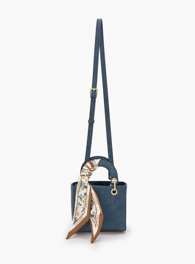 Le Confort Textured Mini Tote Bag with Scarf Accent-women-bagsandwallets-handbags-image-2