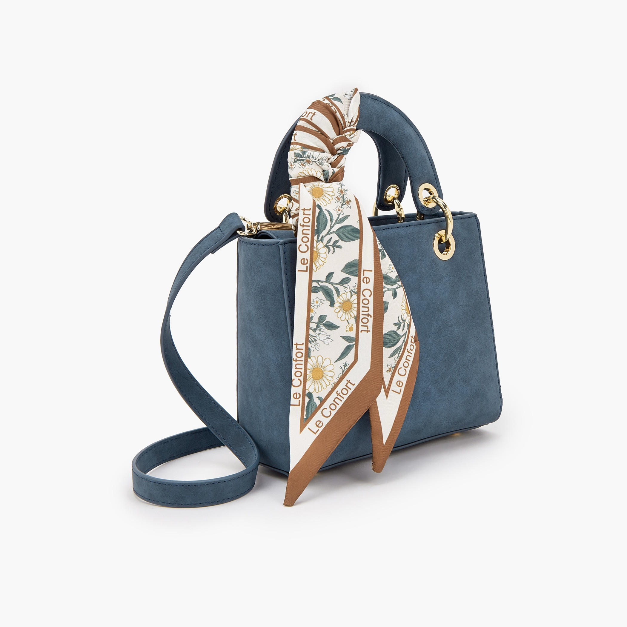 Le Confort Textured Mini Tote Bag with Scarf Accent-women-bagsandwallets-handbags-image-3