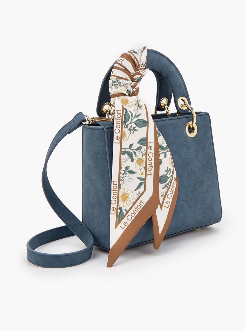 Le Confort Textured Mini Tote Bag with Scarf Accent-women-bagsandwallets-handbags-image-3