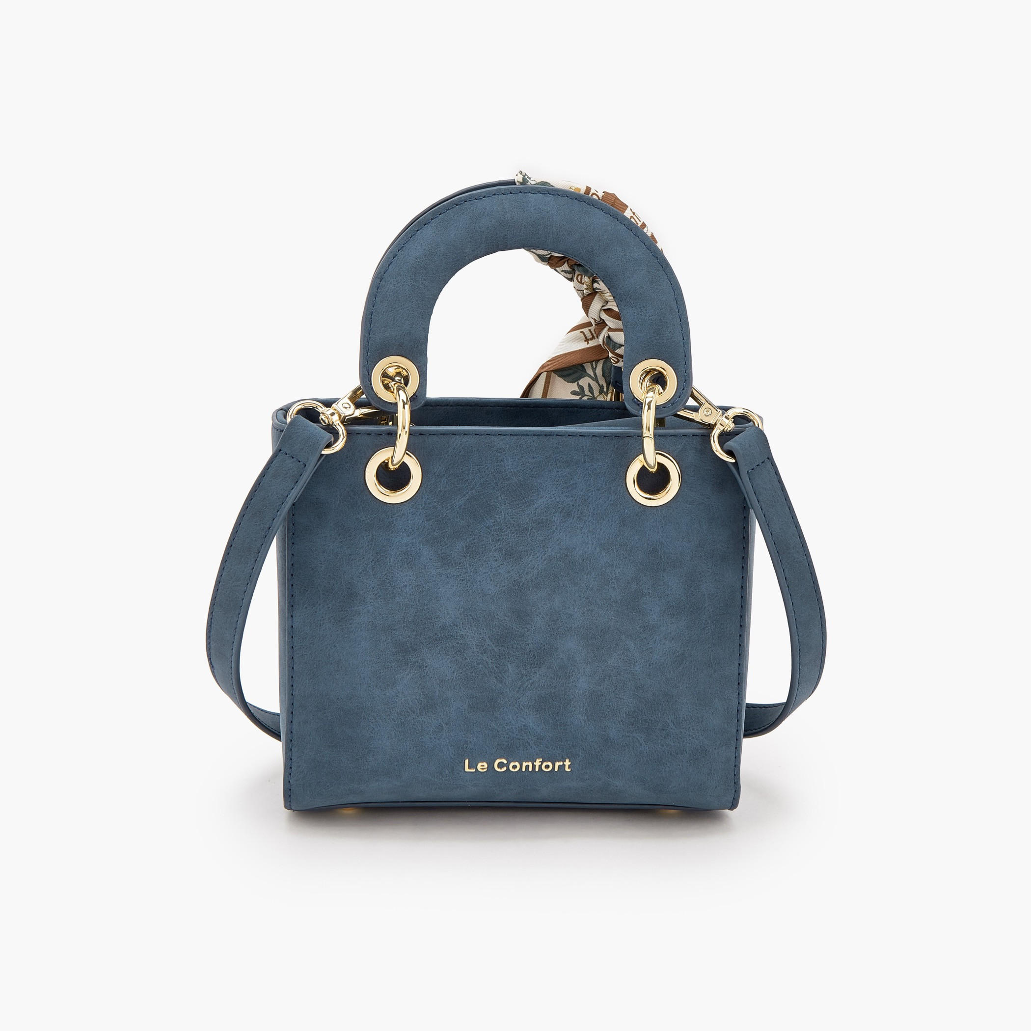 Le Confort Textured Mini Tote Bag with Scarf Accent-women-bagsandwallets-handbags-image-5