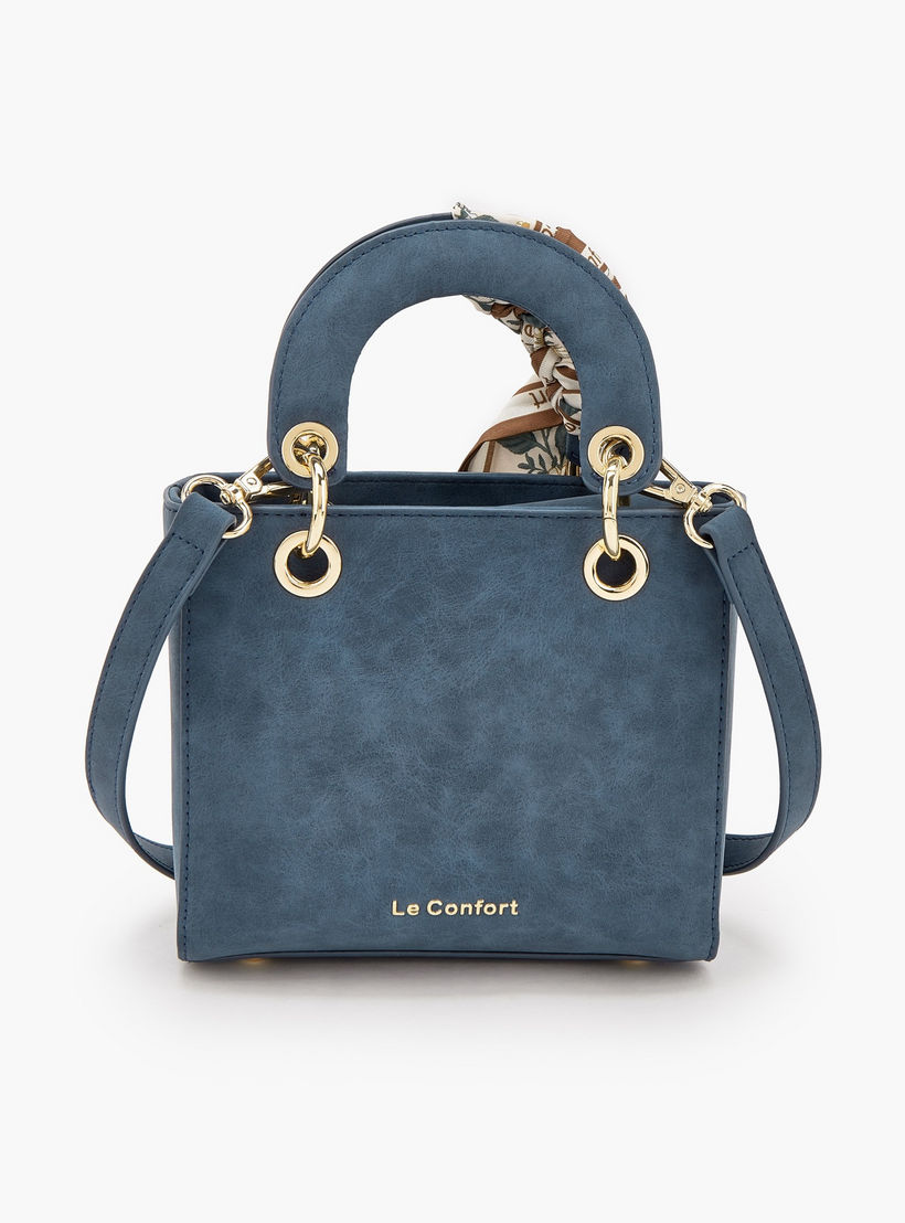 Le Confort Textured Mini Tote Bag with Scarf Accent-women-bagsandwallets-handbags-image-5