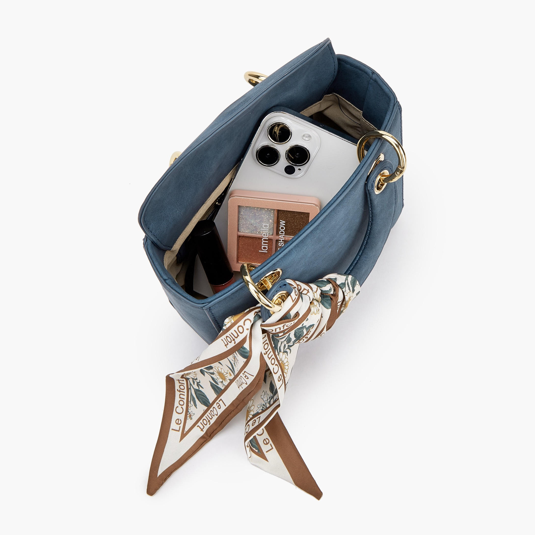 Le Confort Textured Mini Tote Bag with Scarf Accent-women-bagsandwallets-handbags-image-7