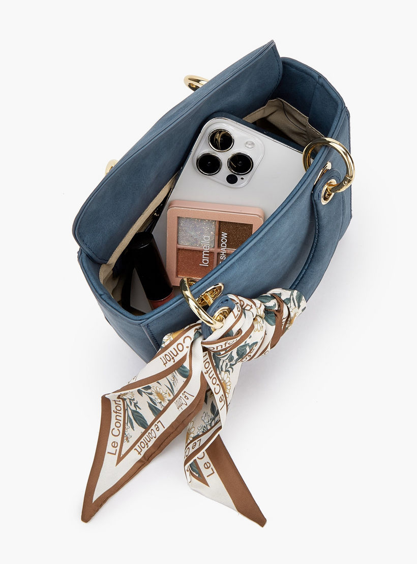 Le Confort Textured Mini Tote Bag with Scarf Accent-women-bagsandwallets-handbags-image-7