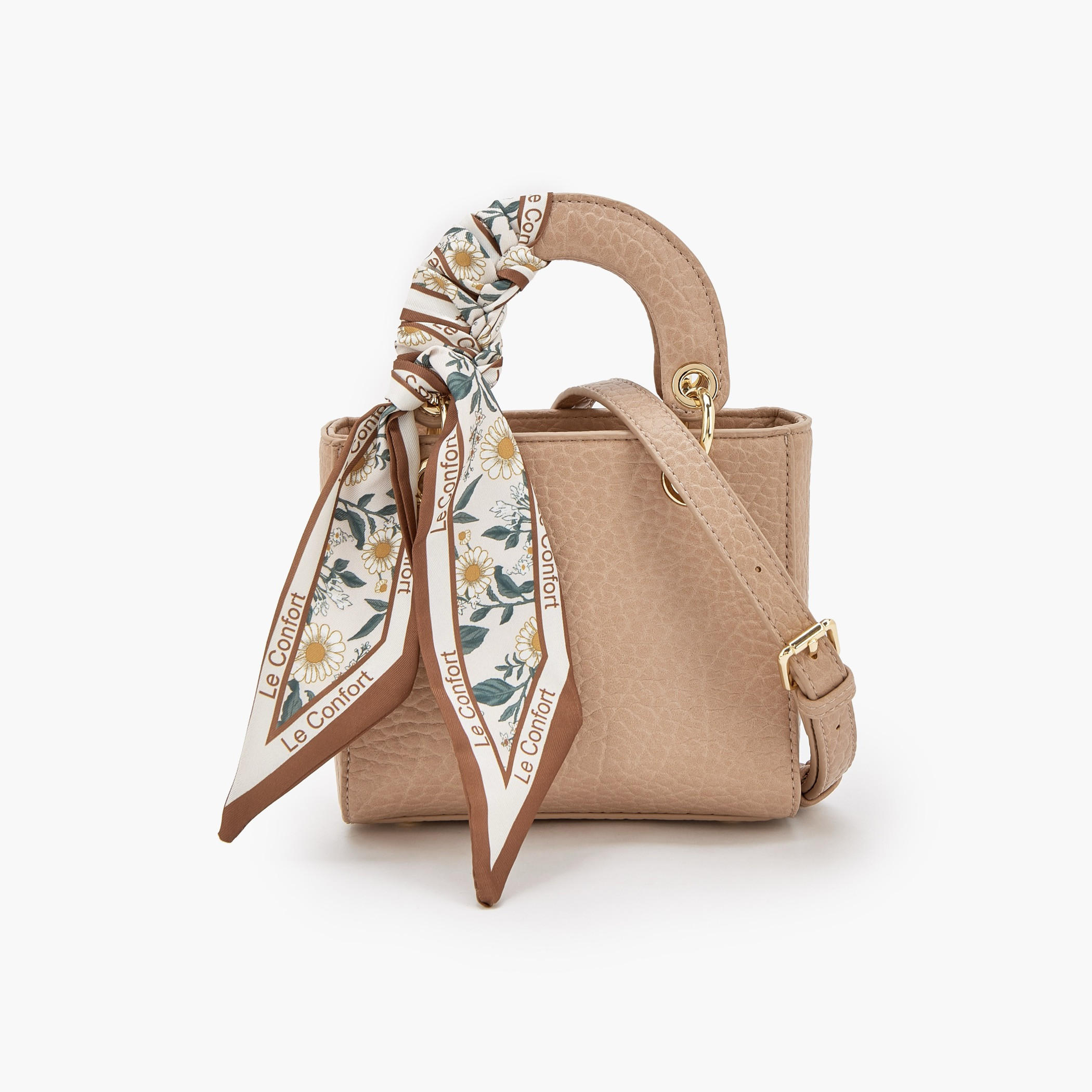 شنطة توتي صغيرة بارزة الملمس بوشاح من لو كونفورت-women-bagsandwallets-handbags-image-1