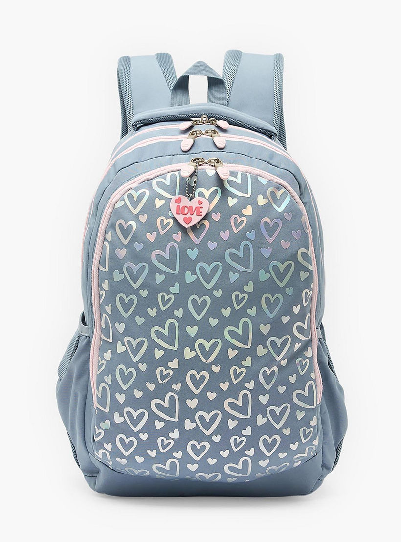 شنطة ظهر بأحزمة مبطنة وطبعات قلوب للبنات بعمر 8-13 سنة من إس تي رايت - 18 بوصة-school-bagsandbackpacks-backpacks-image-1