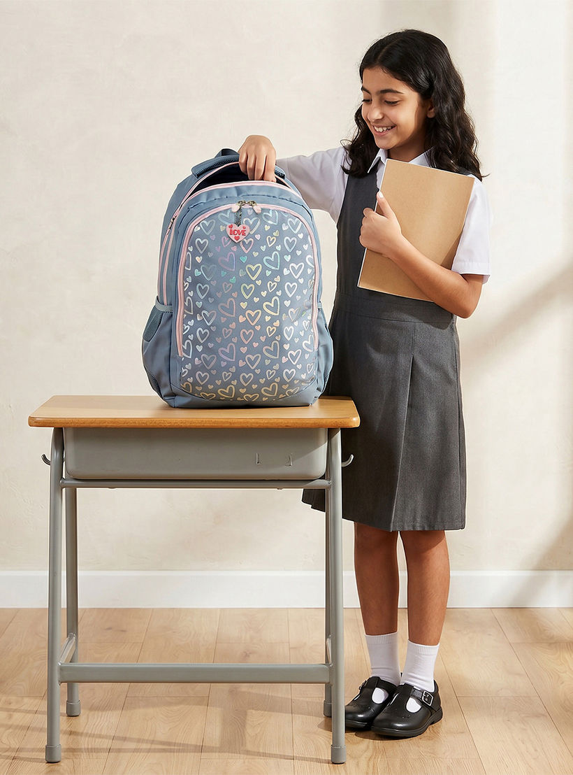 شنطة ظهر بأحزمة مبطنة وطبعات قلوب للبنات بعمر 8-13 سنة من إس تي رايت - 18 بوصة-school-bagsandbackpacks-backpacks-image-3