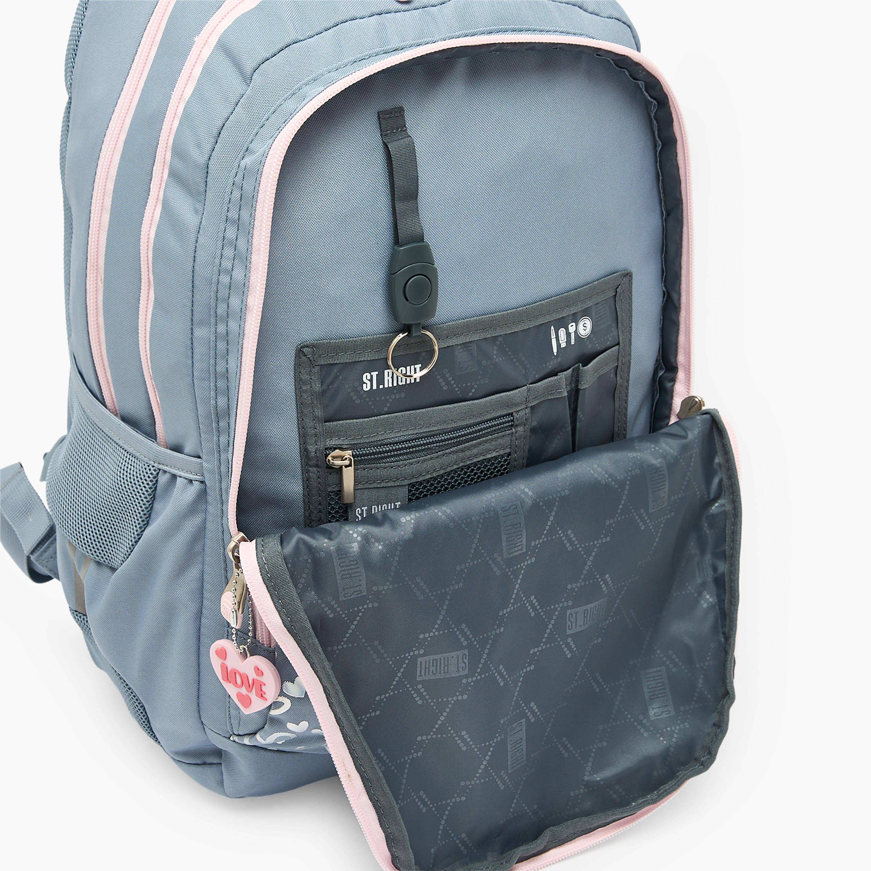 شنطة ظهر بأحزمة مبطنة وطبعات قلوب للبنات بعمر 8-13 سنة من إس تي رايت - 18 بوصة-school-bagsandbackpacks-backpacks-image-5
