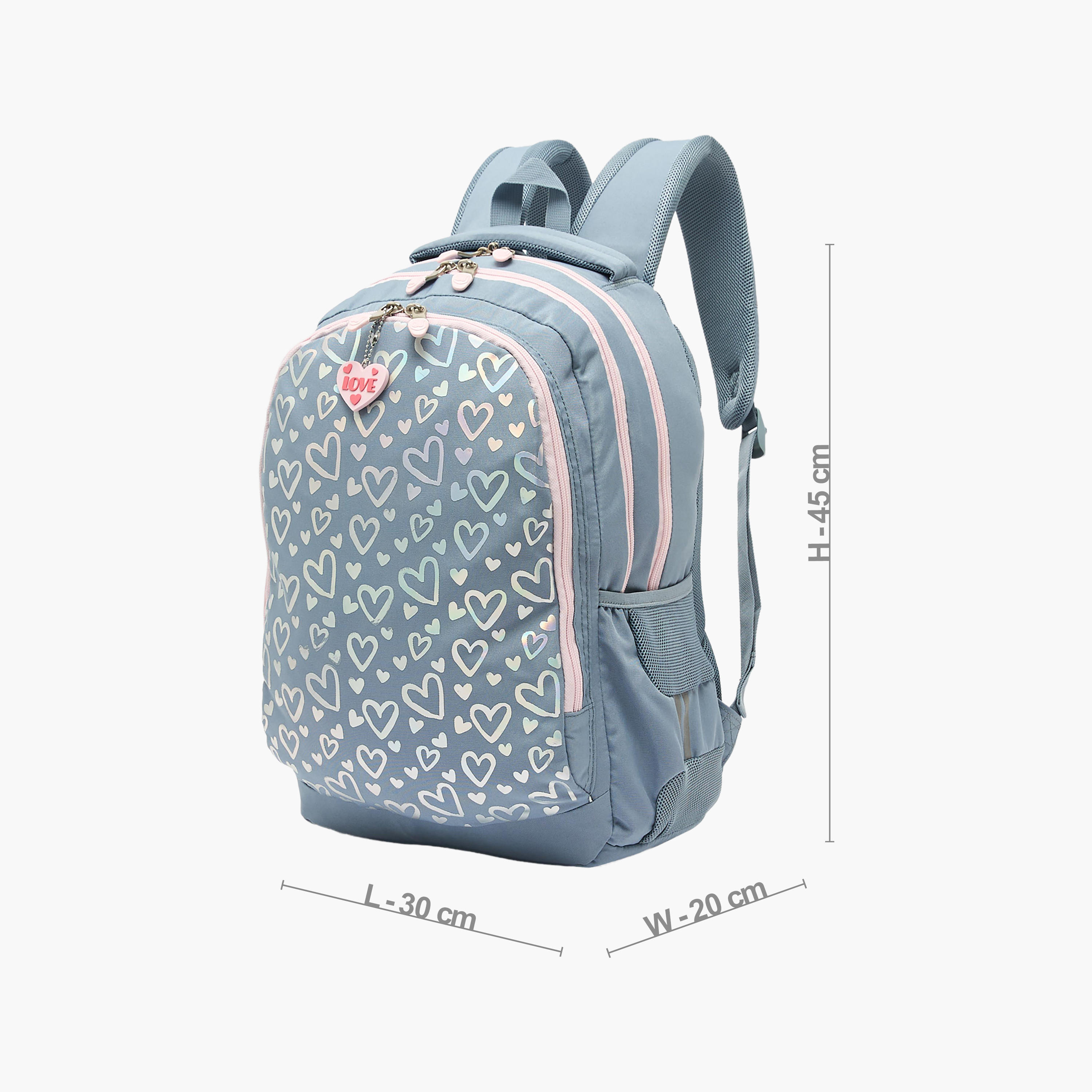 شنطة ظهر بأحزمة مبطنة وطبعات قلوب للبنات بعمر 8-13 سنة من إس تي رايت - 18 بوصة-school-bagsandbackpacks-backpacks-image-8