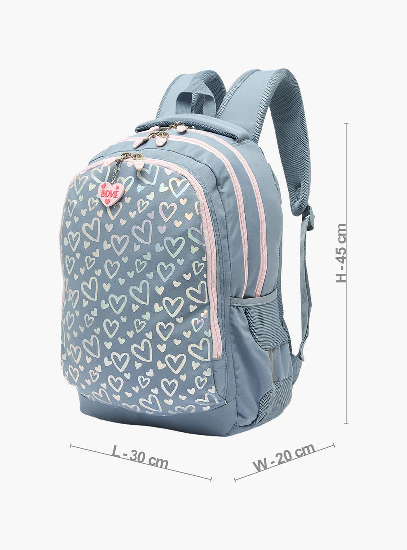 شنطة ظهر بأحزمة مبطنة وطبعات قلوب للبنات بعمر 8-13 سنة من إس تي رايت - 18 بوصة-school-bagsandbackpacks-backpacks-image-8