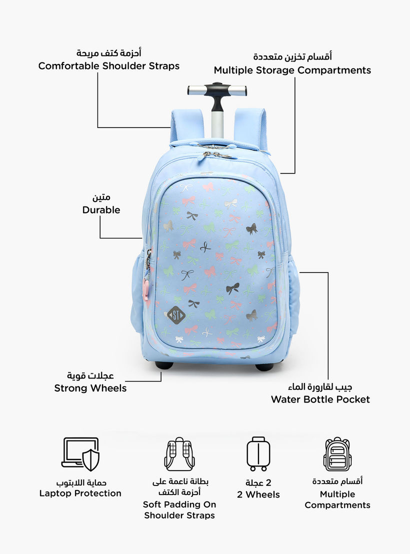 St.Right Bow Print Trolley Backpack for Girls 8-13 Years with Retractable Handle - 18 inch-school-bagsandbackpacks-trolleybags-image-2