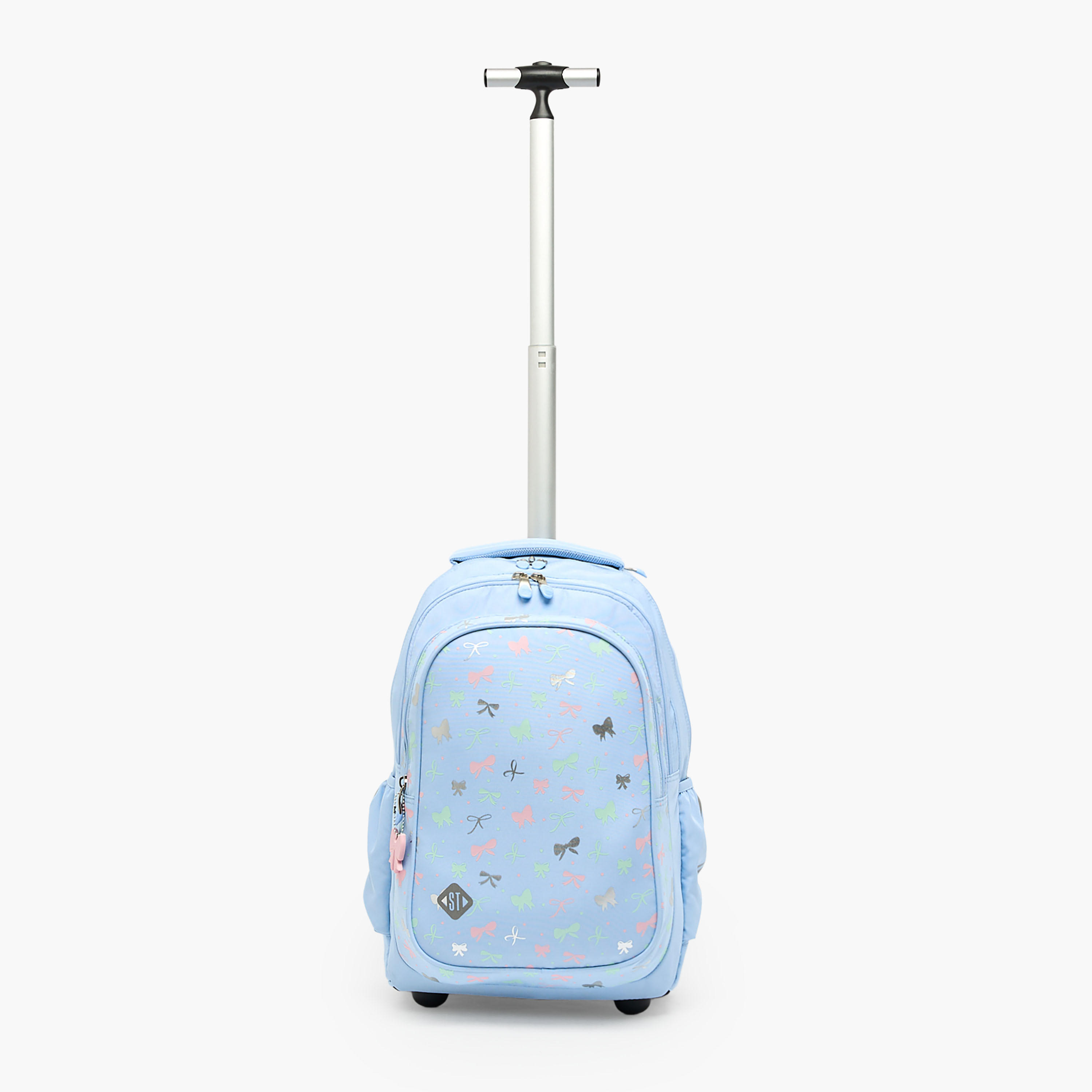 St.Right Bow Print Trolley Backpack for Girls 8-13 Years with Retractable Handle - 18 inch-school-bagsandbackpacks-trolleybags-image-3