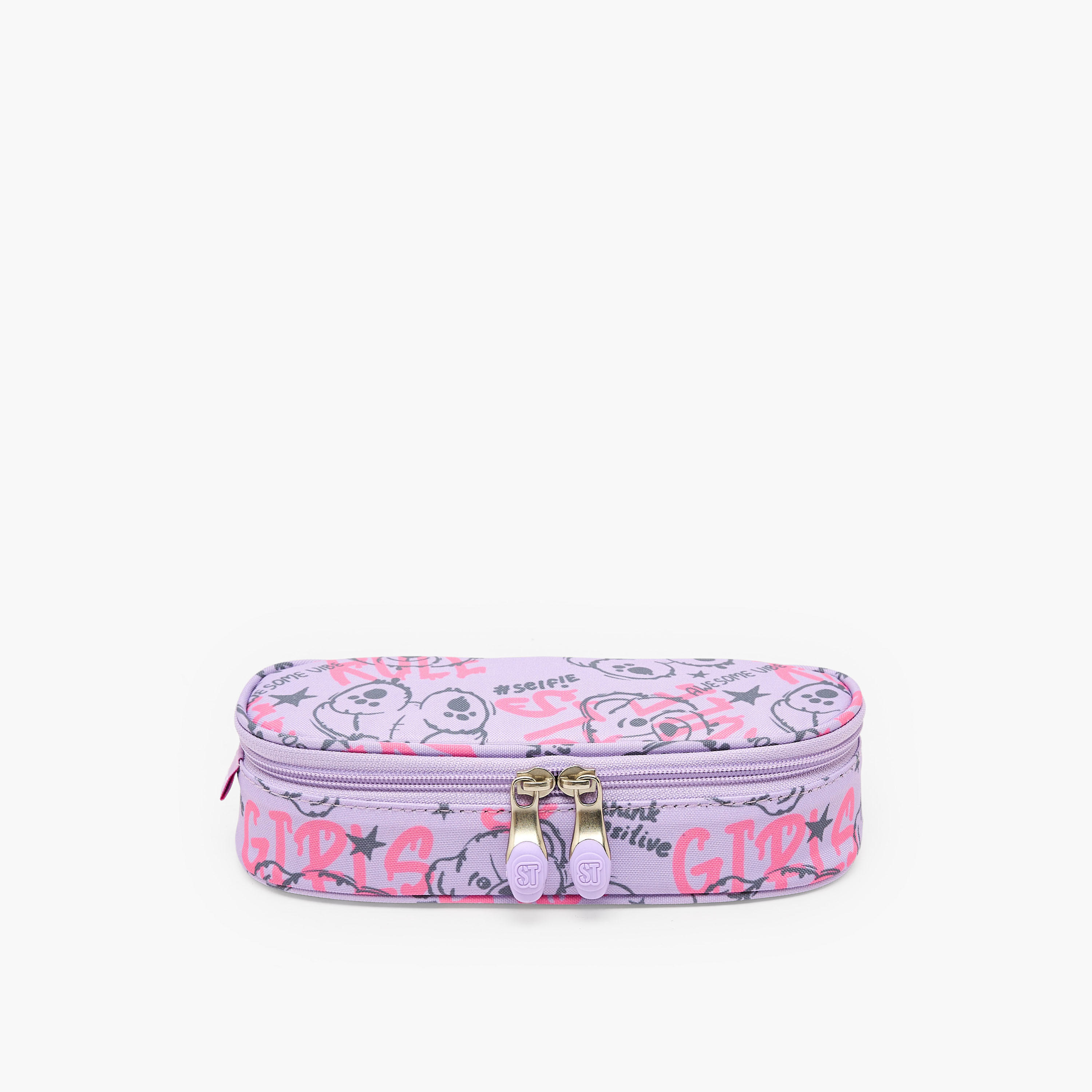 St.Right Bear Print Pencil Case with Zip Closure-school-stationery-pencilcases-image-1