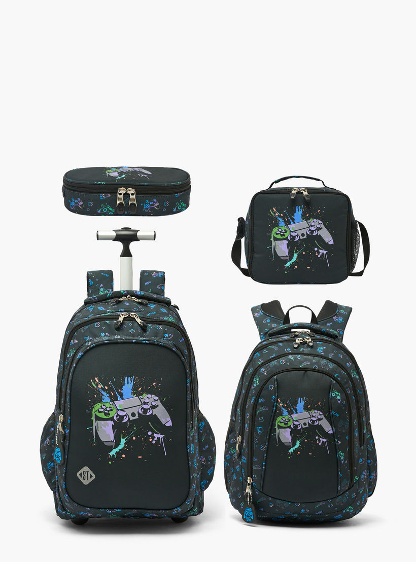 St.Right Controller Print Trolley Backpack for Boys 8-13 Years with Retractable Handle - 18 inch-school-bagsandbackpacks-trolleybags-image-10