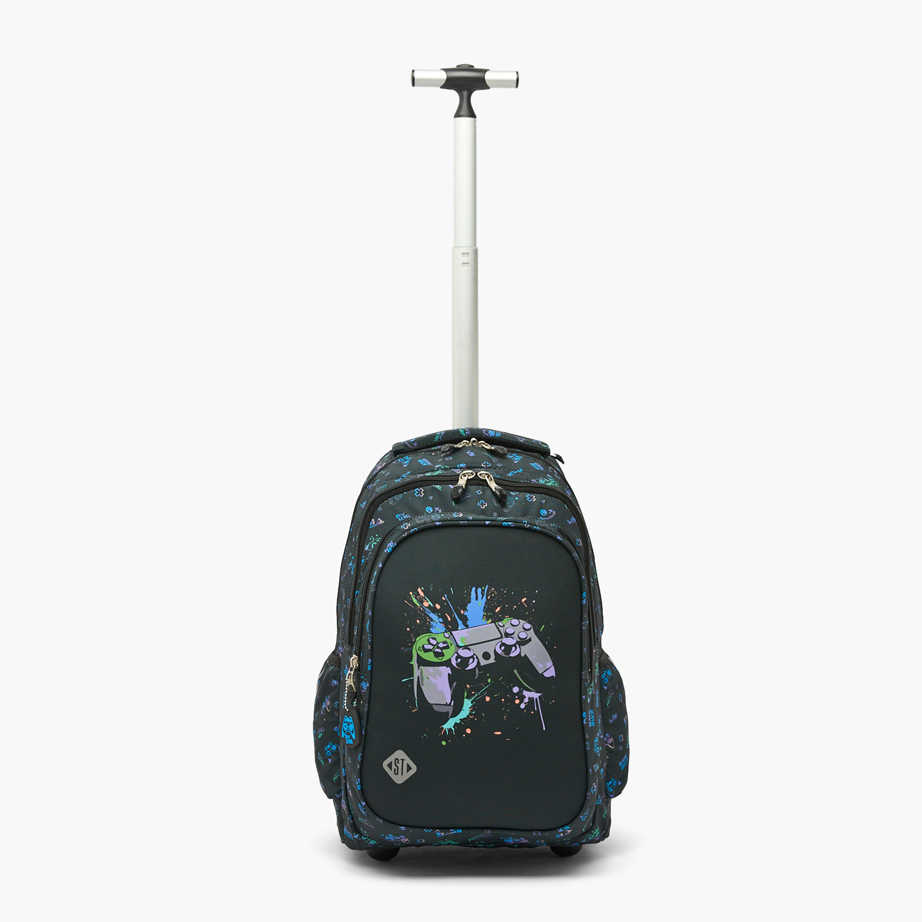 St.Right Controller Print Trolley Backpack for Boys 8-13 Years with Retractable Handle - 18 inch-school-bagsandbackpacks-trolleybags-image-3