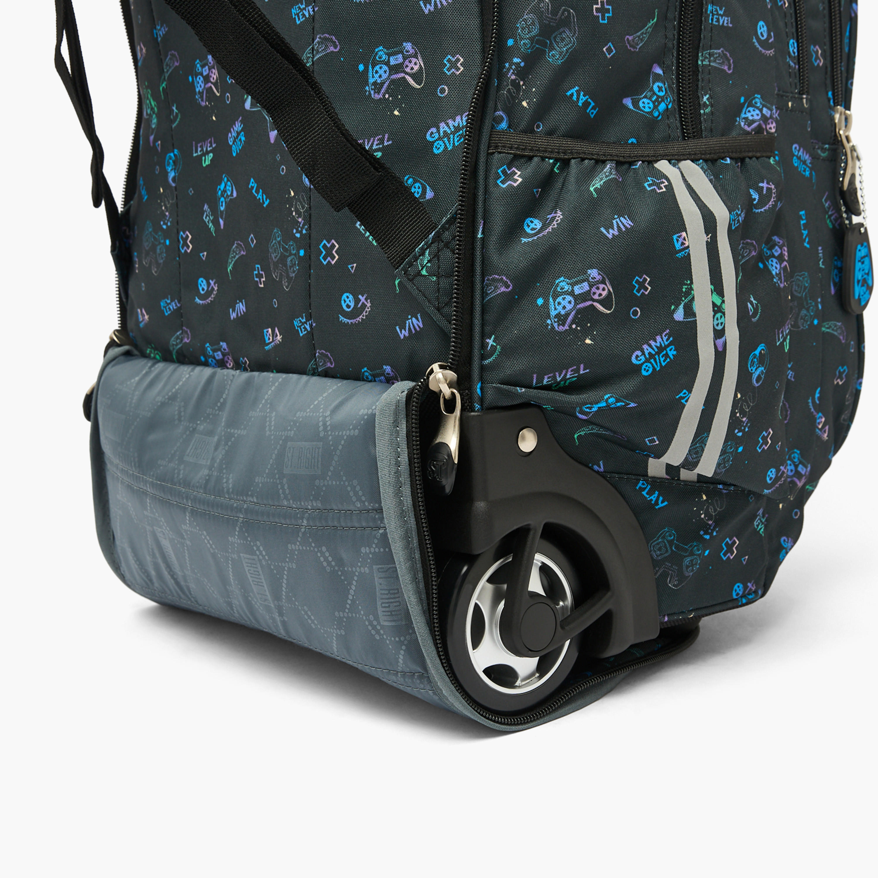 St.Right Controller Print Trolley Backpack for Boys 8-13 Years with Retractable Handle - 18 inch-school-bagsandbackpacks-trolleybags-image-5