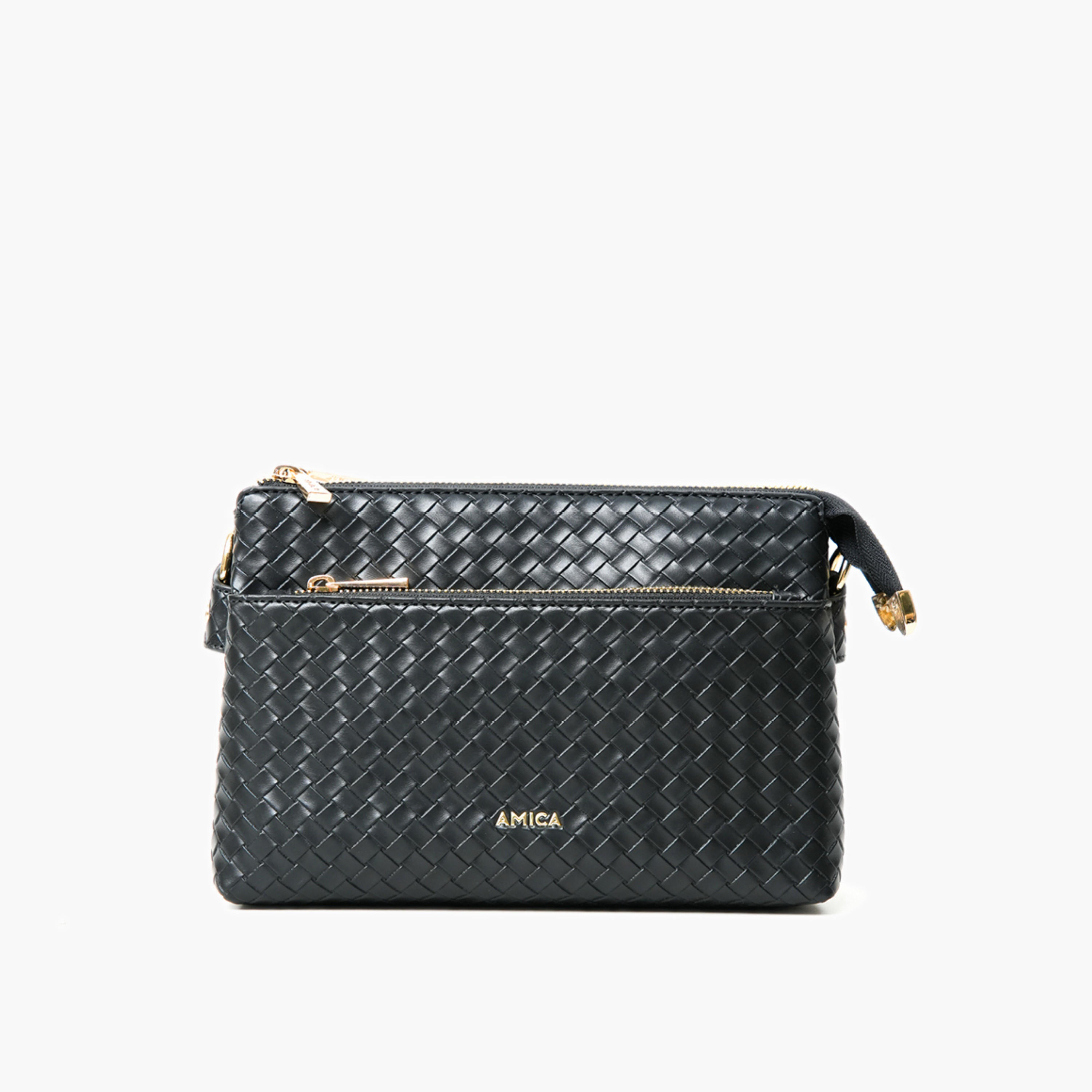 AMICA Woven Crossbody Bag with Zip Closure-women-bagsandwallets-handbags-image-1