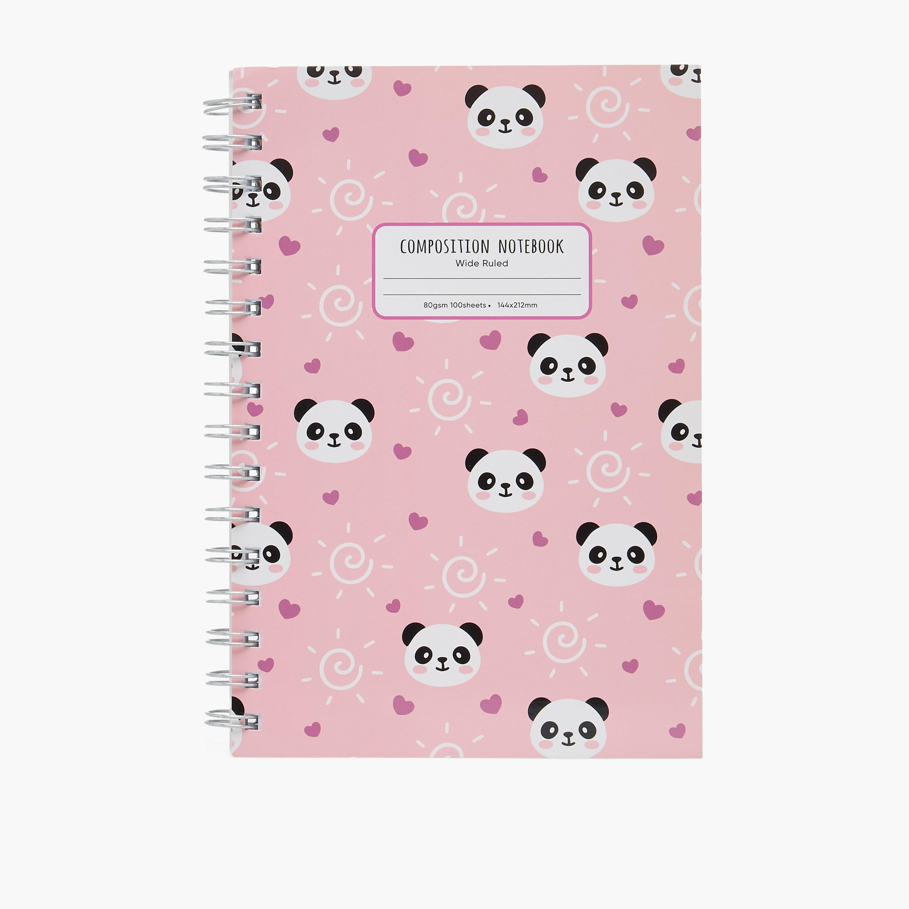 دفتر ملاحظات A5 بغلاف مرن وطبعات باندا و100 ورقة وسلك لولبي من سايلون-school-stationery-notebooks-image-1