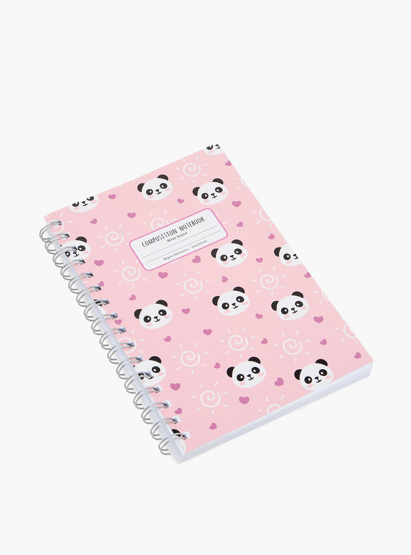 دفتر ملاحظات A5 بغلاف مرن وطبعات باندا و100 ورقة وسلك لولبي من سايلون-school-stationery-notebooks-image-2