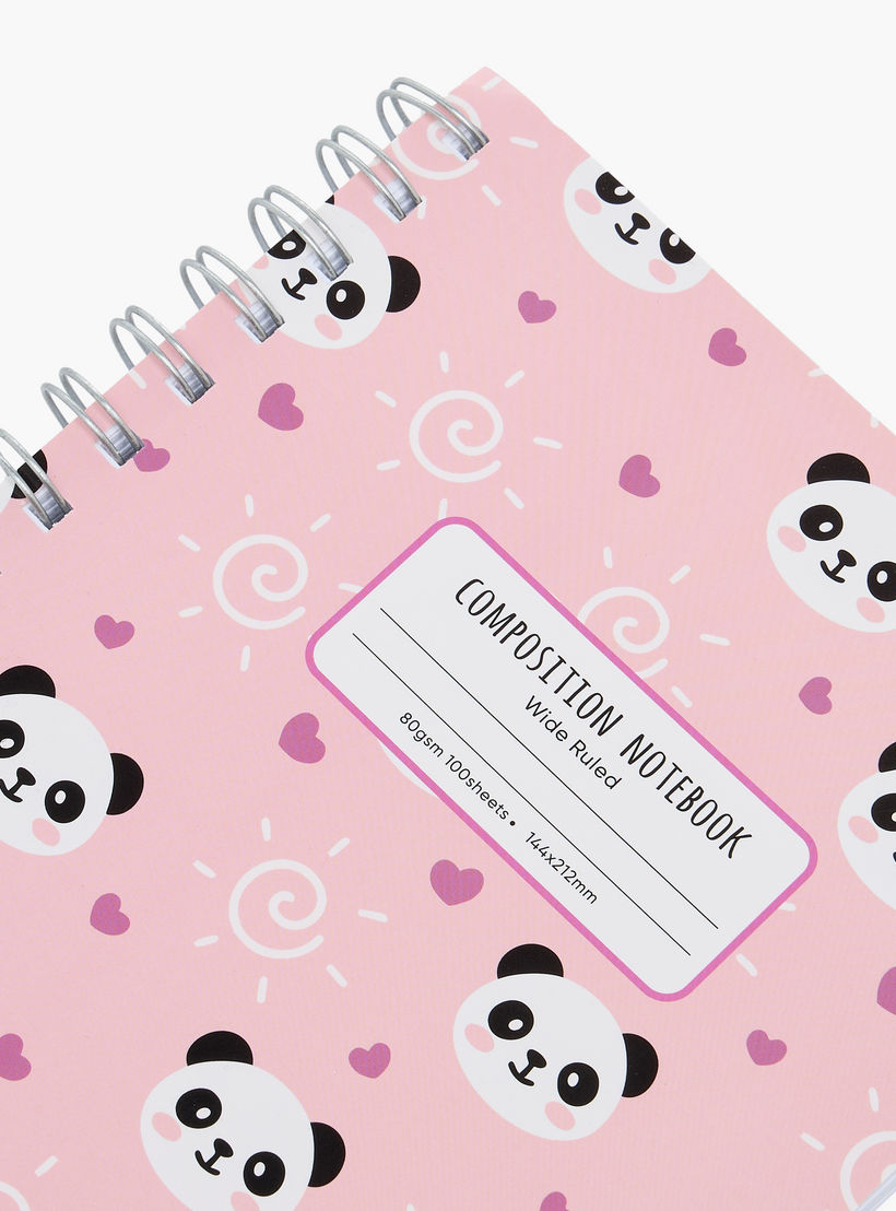 دفتر ملاحظات A5 بغلاف مرن وطبعات باندا و100 ورقة وسلك لولبي من سايلون-school-stationery-notebooks-image-3