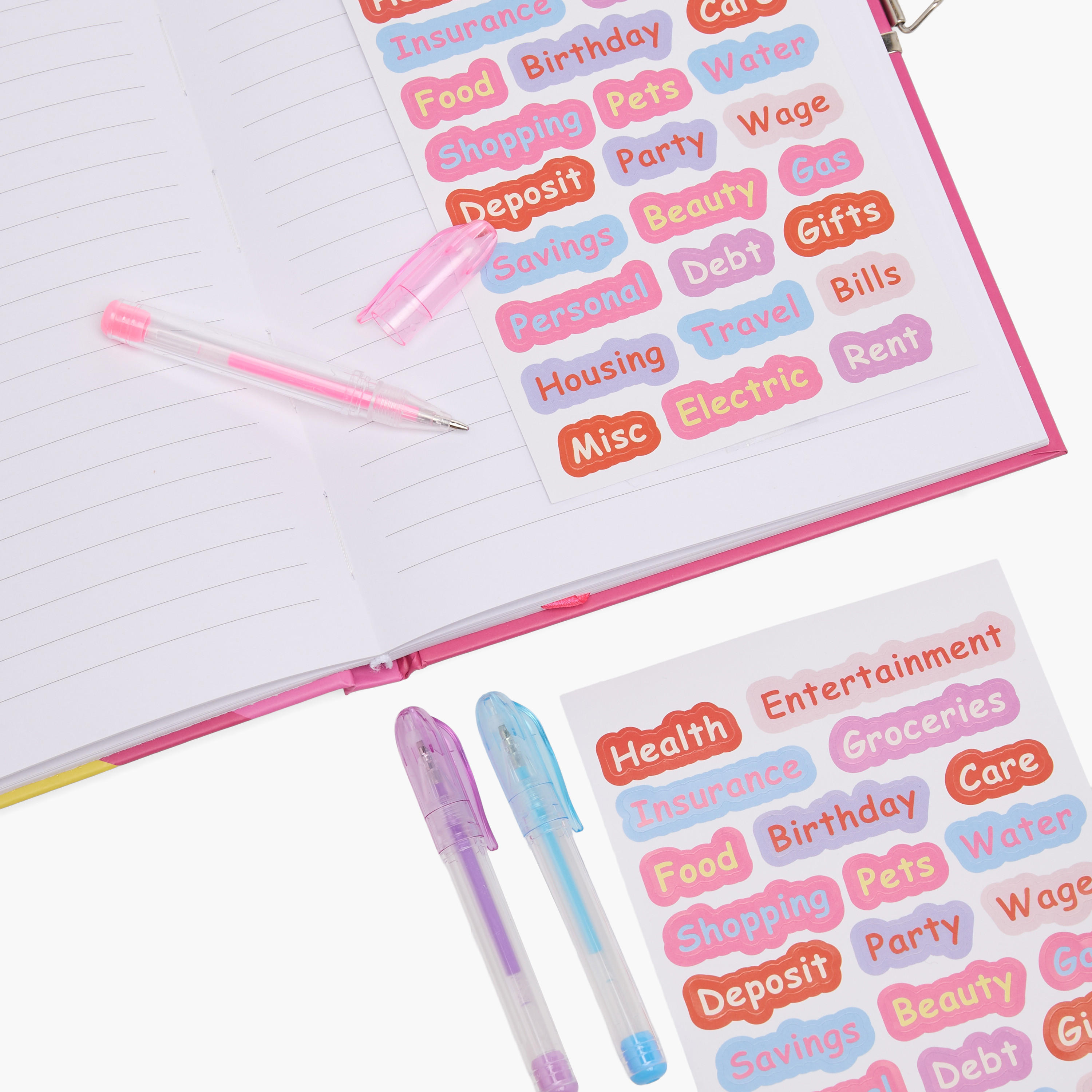 Syloon Heart Print Stationery Set with Notebook, Pens, Stickers - Set of 6-school-stationery-sets-image-6