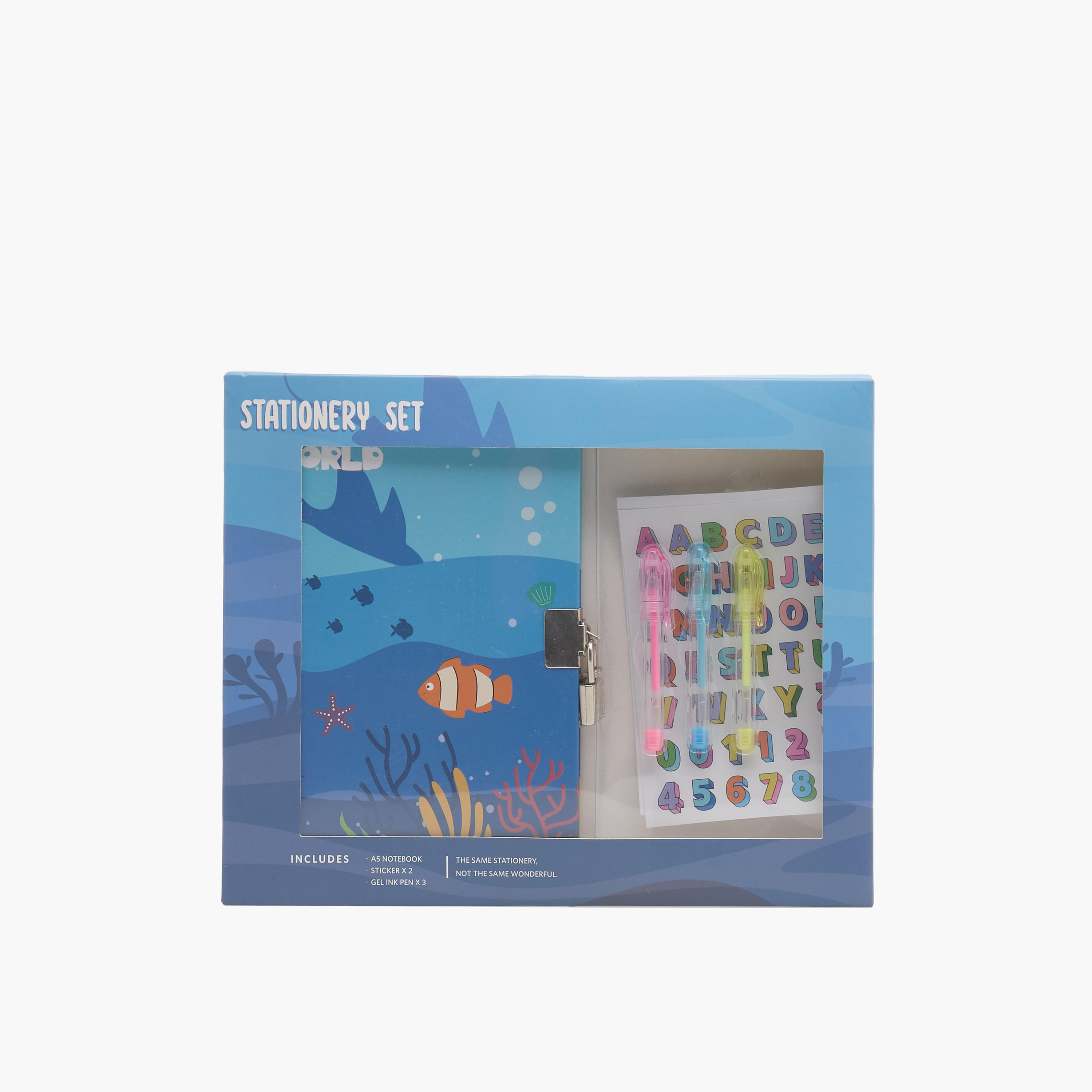 Syloon Underwater Print Stationery Set with Notebook, Pen, Stickers - Set of 6-school-stationery-sets-image-8