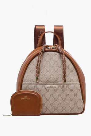 شنطة ظهر بطبعات مونوجرام مع شنطة صغيرة من كريسبيلا-women-bagsandwallets-backpacks-image-1