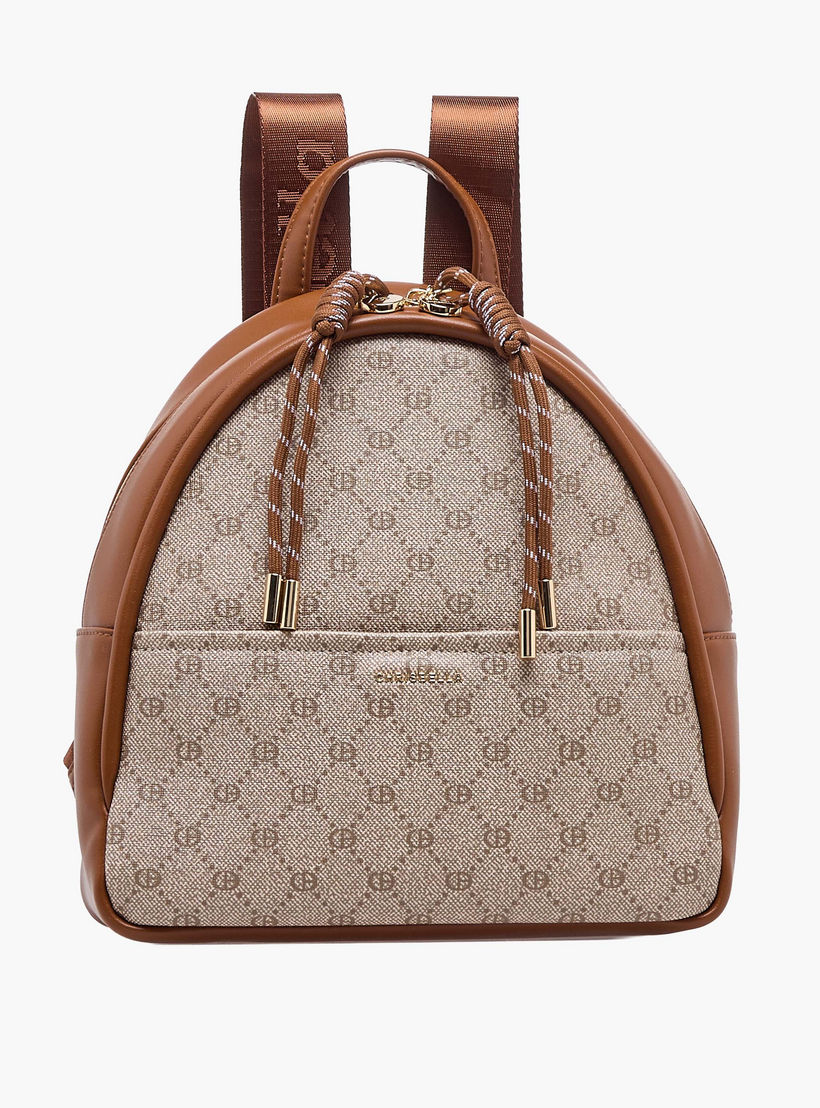 Chrisbella Monogram Print Backpack with Pouch-women-bagsandwallets-backpacks-image-5