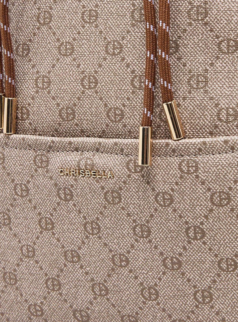 Chrisbella Monogram Print Backpack with Pouch-women-bagsandwallets-backpacks-image-3