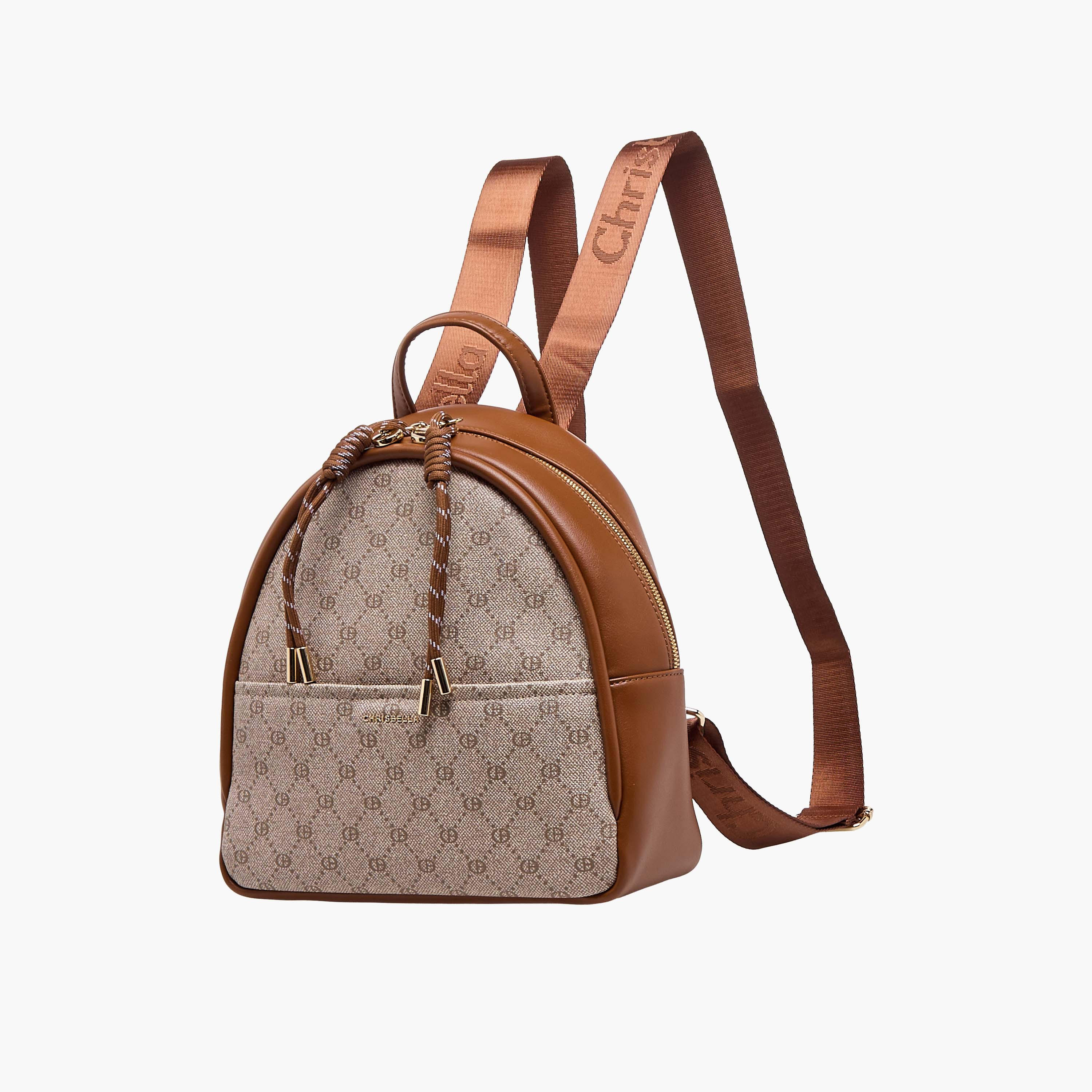 Chrisbella Monogram Print Backpack with Pouch-women-bagsandwallets-backpacks-image-6