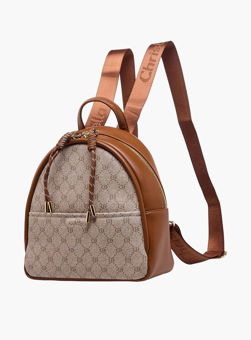 Chrisbella Monogram Print Backpack with Pouch-women-bagsandwallets-backpacks-image-6