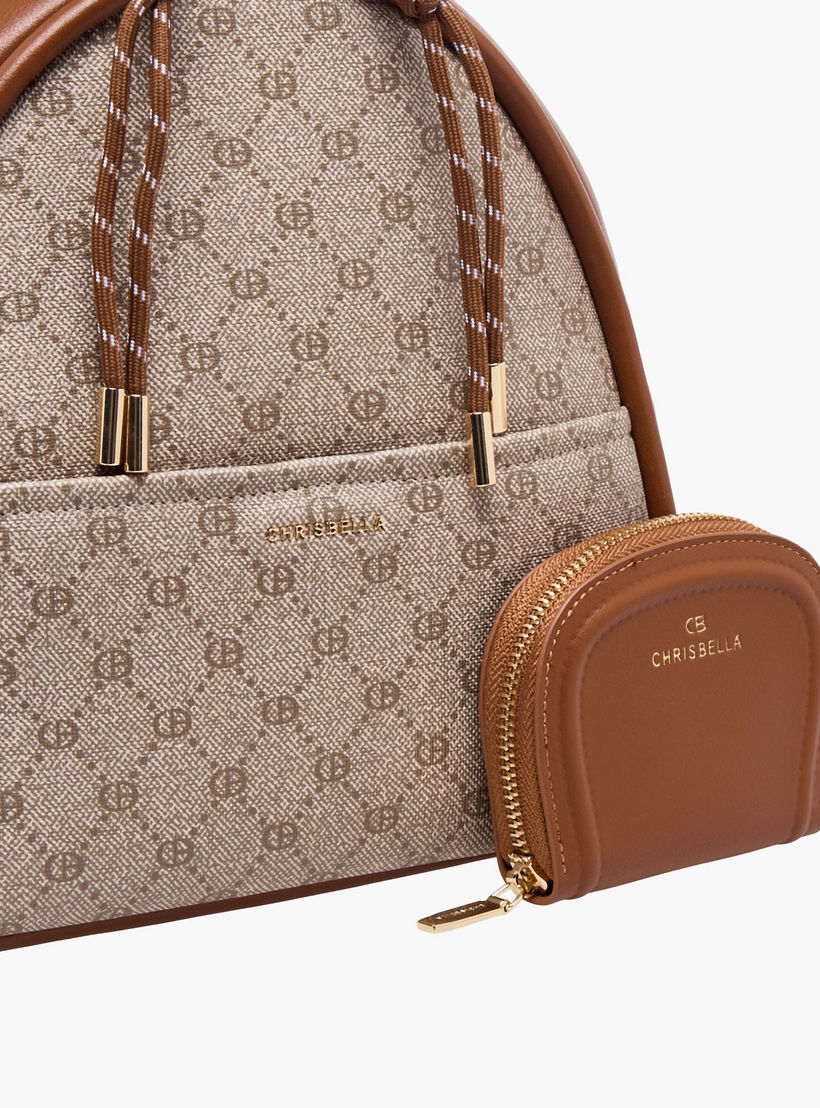 Chrisbella Monogram Print Backpack with Pouch-women-bagsandwallets-backpacks-image-2
