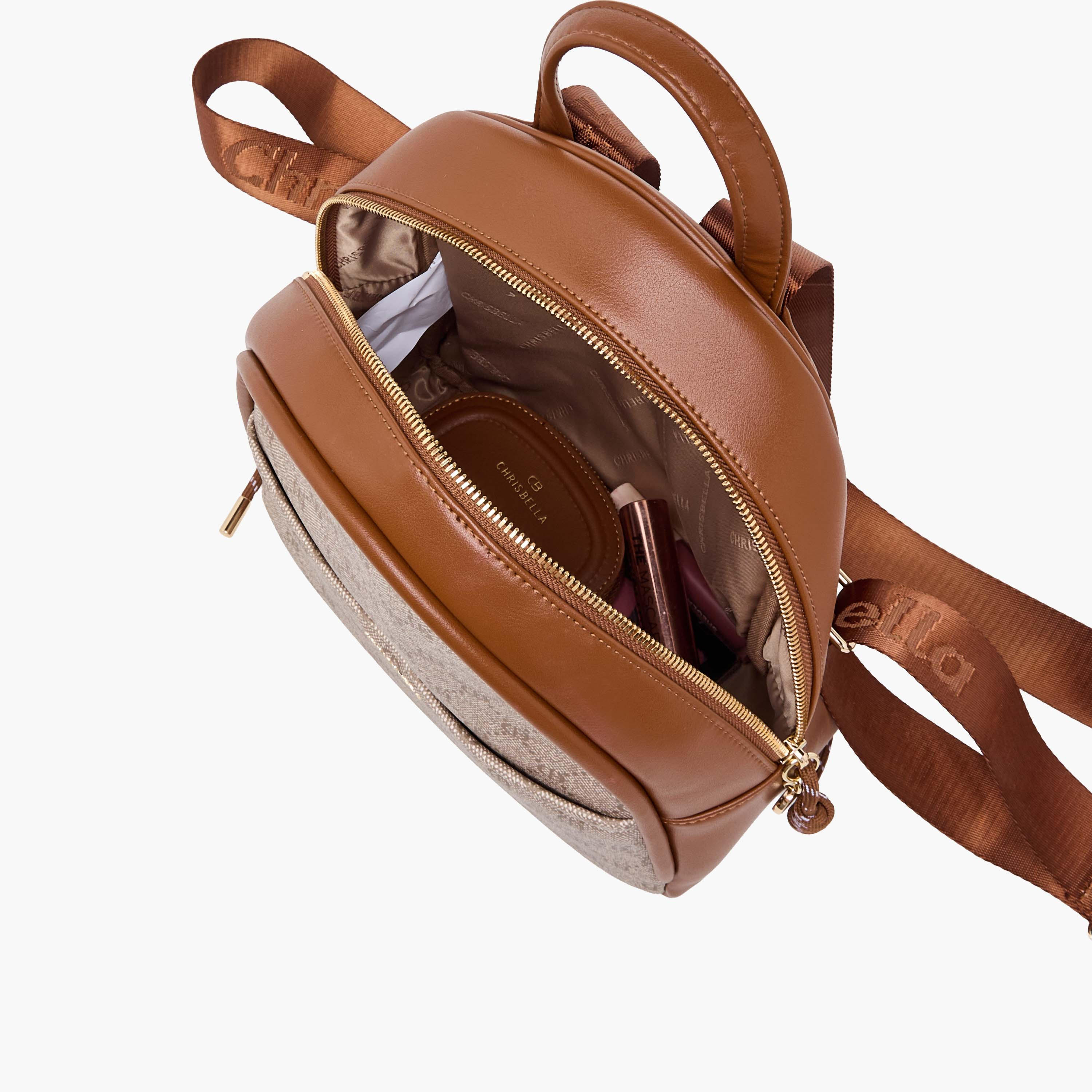 Chrisbella Monogram Print Backpack with Pouch-women-bagsandwallets-backpacks-image-4