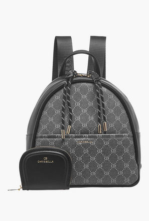 شنطة ظهر بطبعات مونوجرام مع شنطة صغيرة من كريسبيلا-women-bagsandwallets-backpacks-image-1