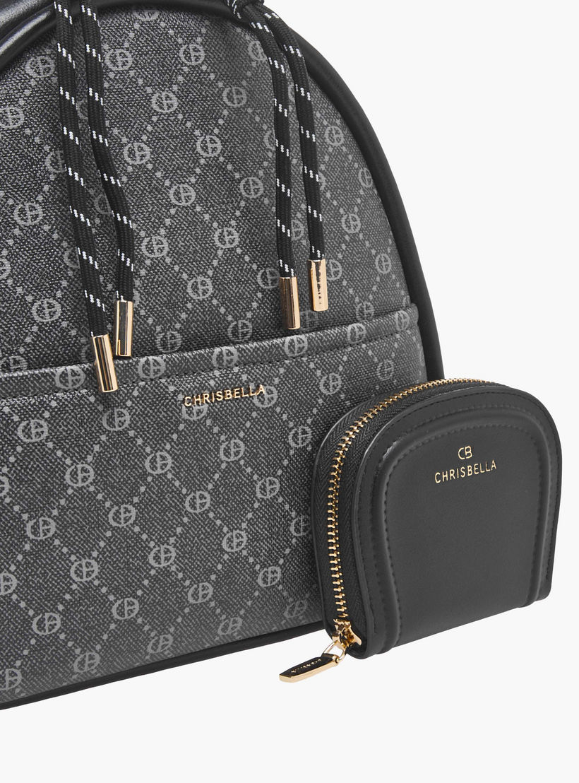 شنطة ظهر بطبعات مونوجرام مع شنطة صغيرة من كريسبيلا-women-bagsandwallets-backpacks-image-2