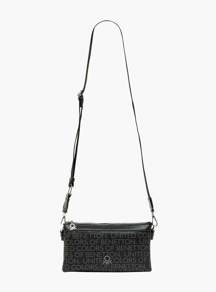 United Colors of Benetton Monogram Crossbody Bag with Chain Detail-women-bagsandwallets-handbags-image-2