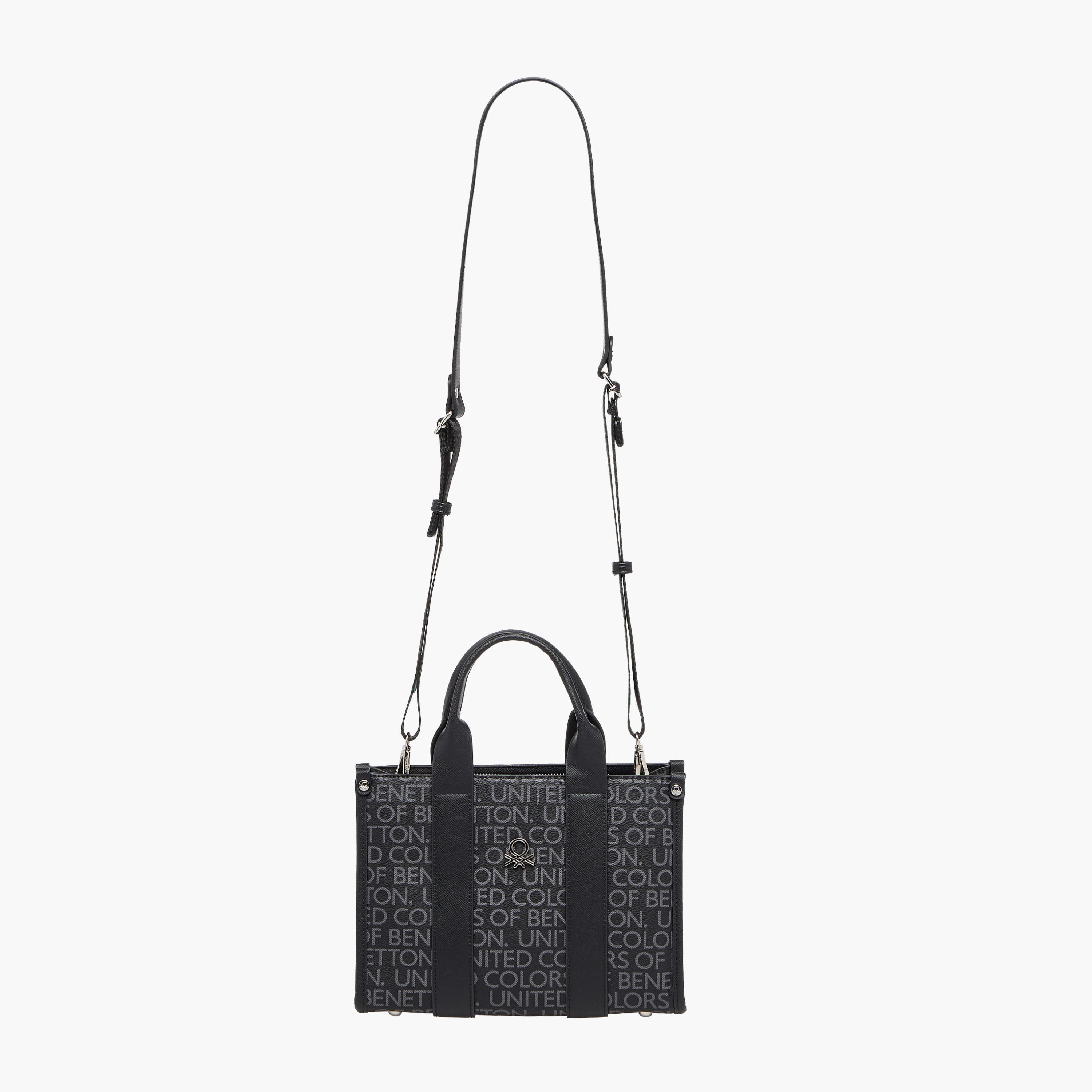 United Colors of Benetton Typography Print Tote Bag with Zip Closure-women-bagsandwallets-handbags-image-2