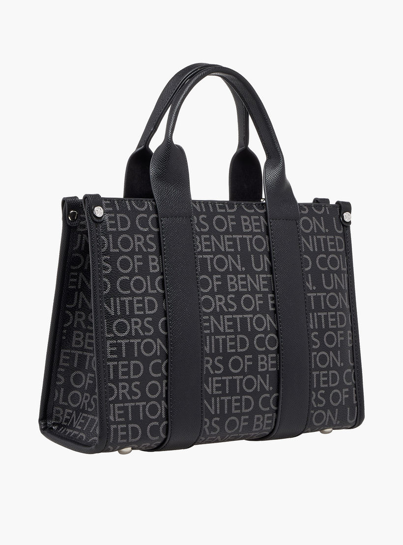 United Colors of Benetton Typography Print Tote Bag with Zip Closure-women-bagsandwallets-handbags-image-3
