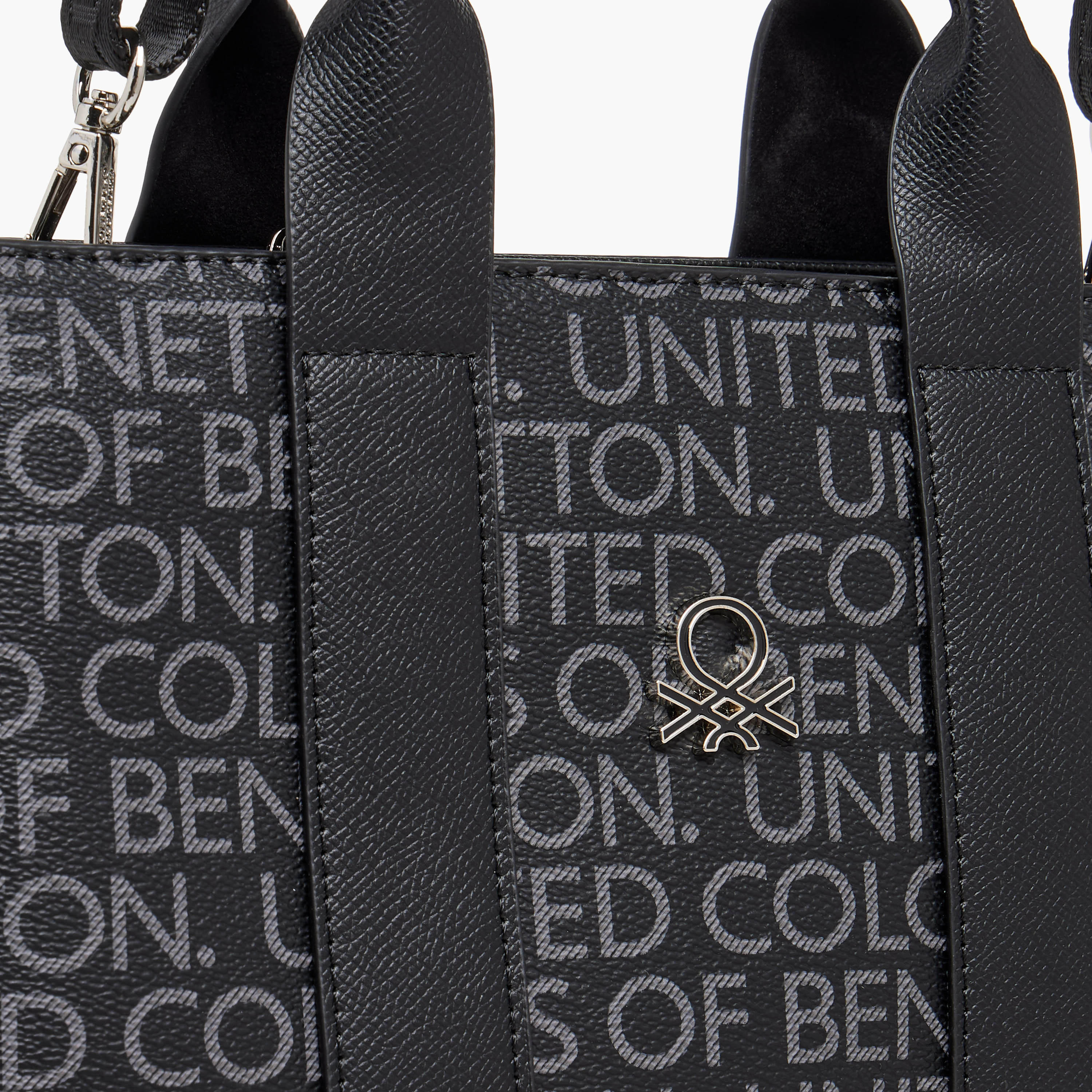 United Colors of Benetton Typography Print Tote Bag with Zip Closure-women-bagsandwallets-handbags-image-4